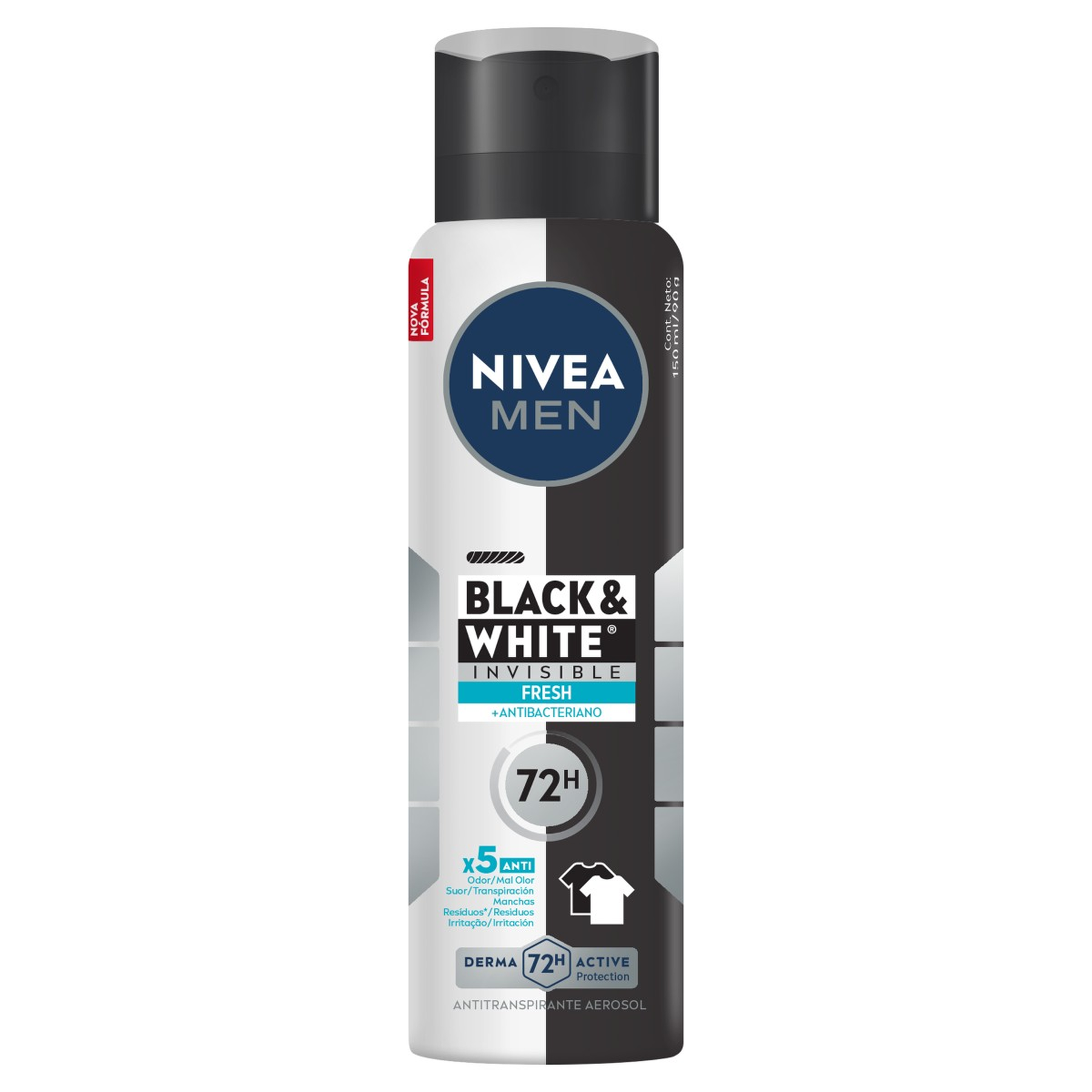 Desodorante Antitranspirante Aerossol Fresh Nivea Men Invisible Black & White 150ml