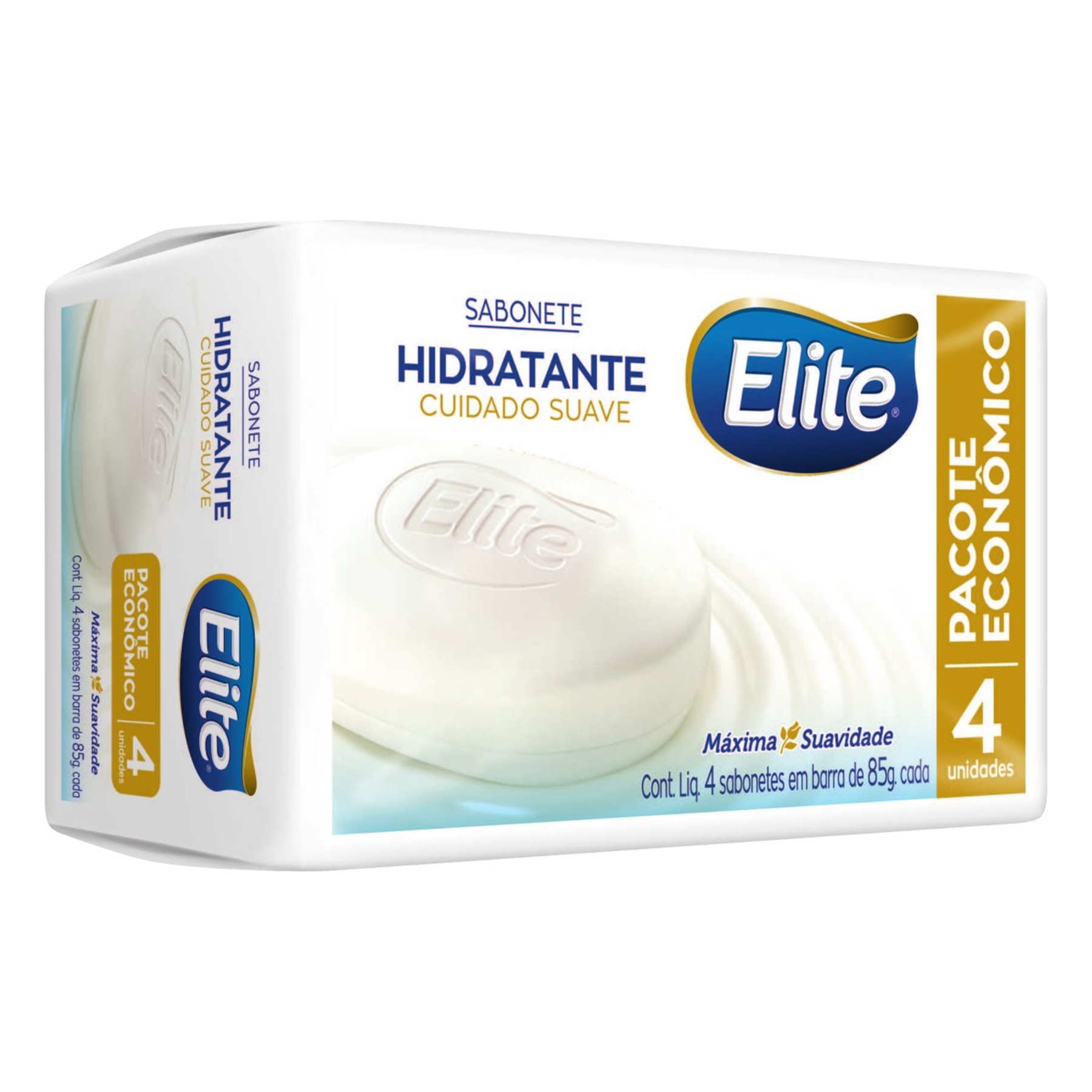Pack Sabonete Barra Hidratante Elite Envolt&oacute;rio 4 Unidades 85g Cada