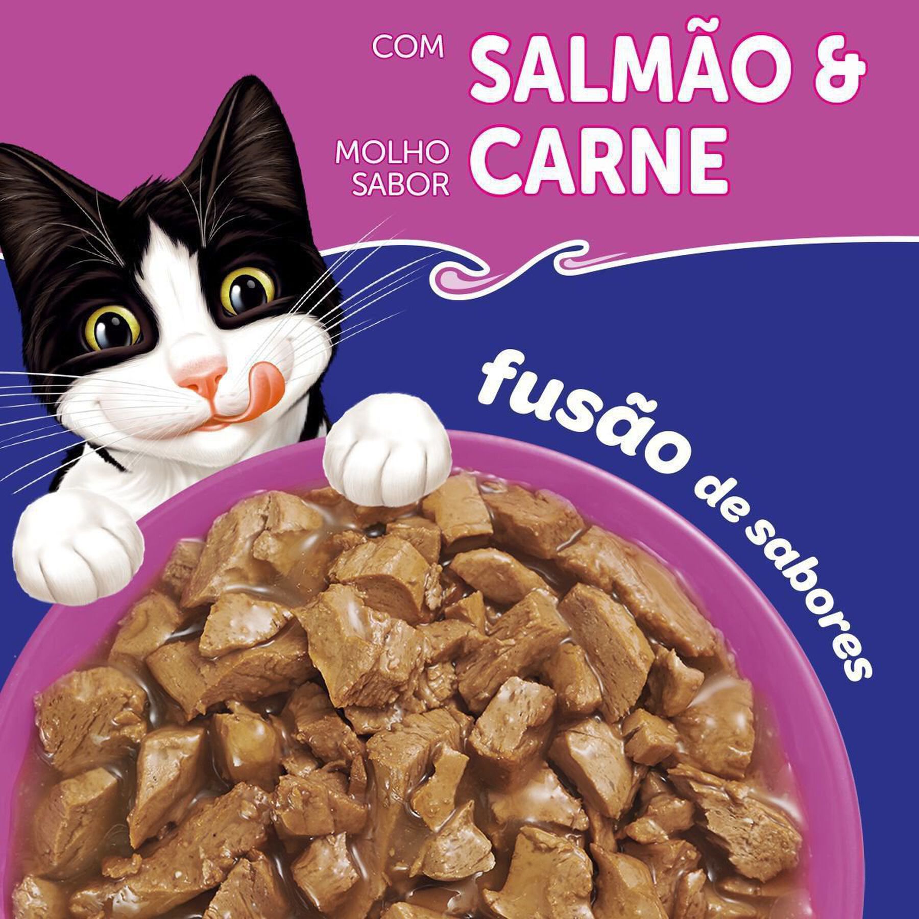 Alimento para Gatos Adultos Salm&atilde;o e Carne Purina Felix Fantastic Mix Sach&ecirc; 85g