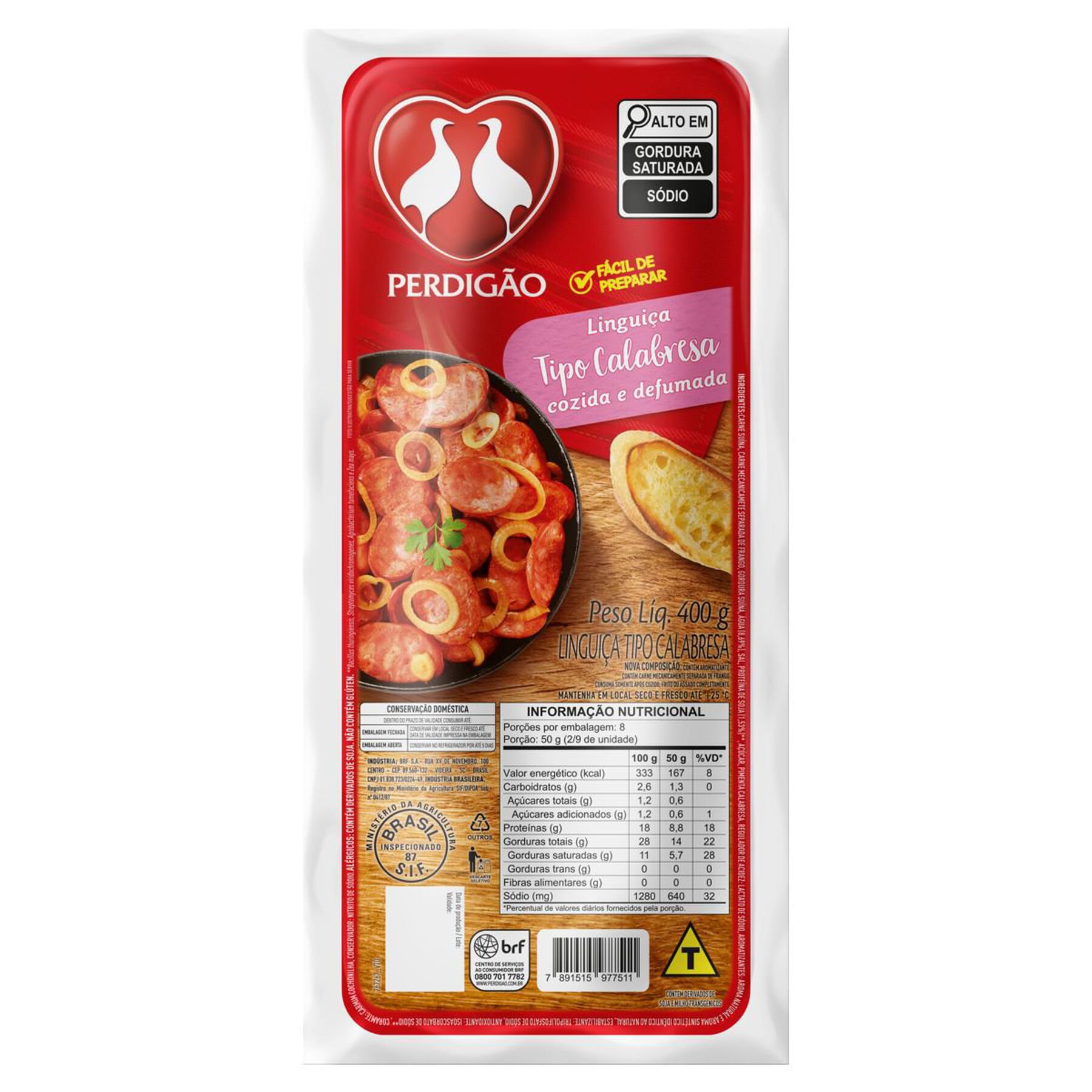 Linguiça Calabresa Defumada Perdigão 400g