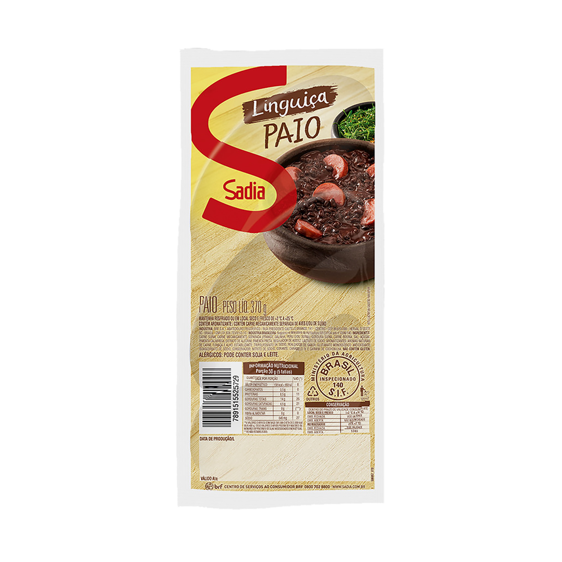 Lingui&ccedil;a Paio Sadia 370g&nbsp;