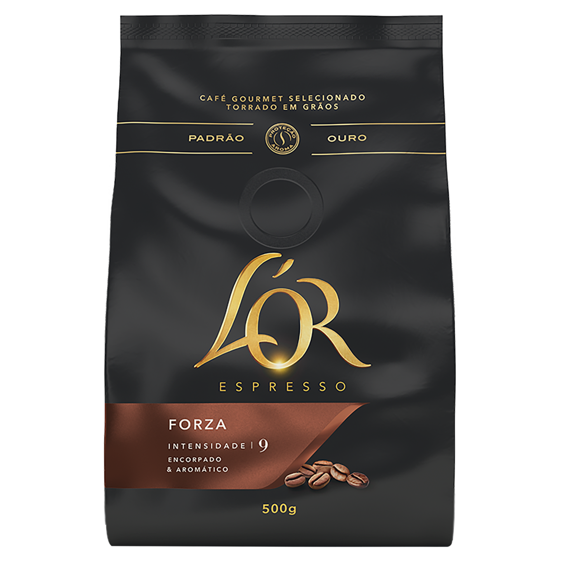 Caf&eacute; Torrado em Gr&atilde;os Espresso Forza L'or Gourmet Pacote 500g
