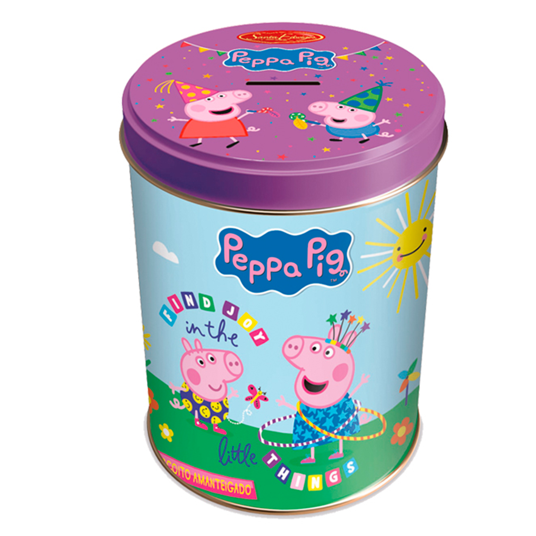 Biscoito Leite Peppa Pig Santa Edwiges Lata Cofrinho 100g