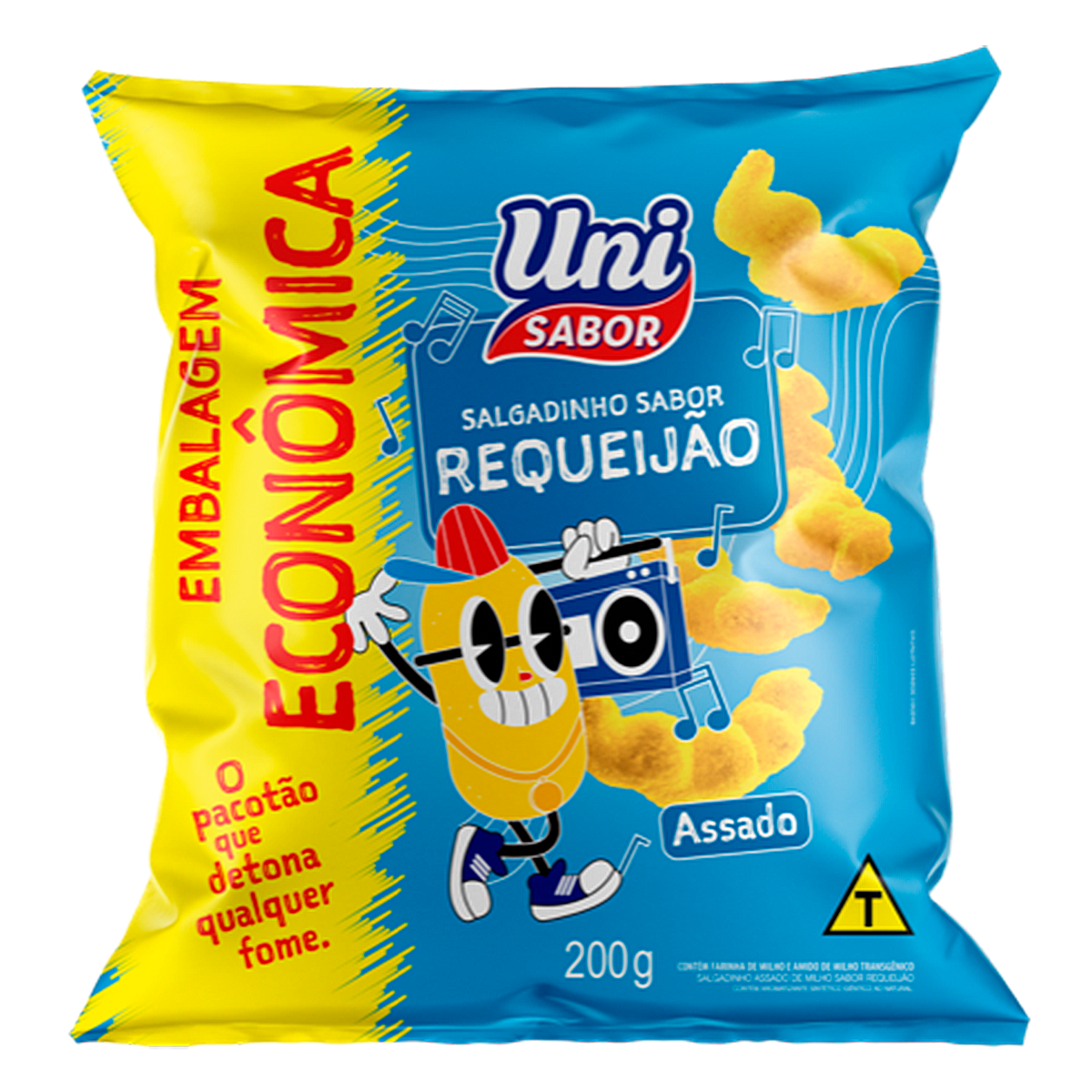 Salgadinho de Milho Requeij&atilde;o Uni Sabor Pacote 200g