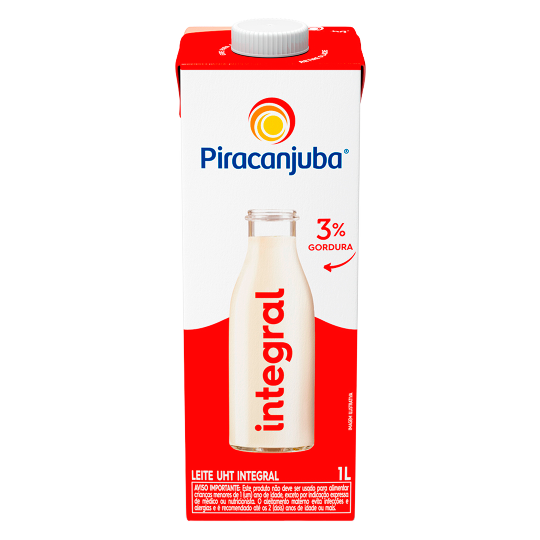 Leite UHT Integral Piracanjuba Caixa com Tampa 1l