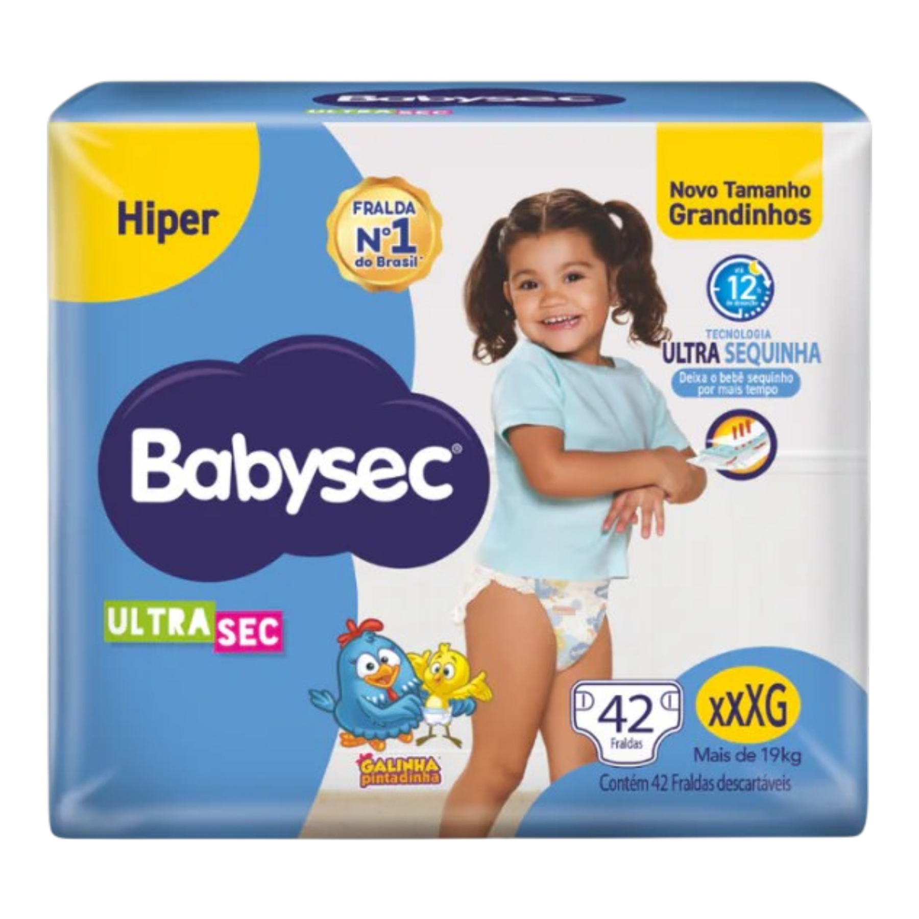 Fralda Descart&aacute;vel Babysec Hiper Ultrasec XXXG Pacote 42 Unidades