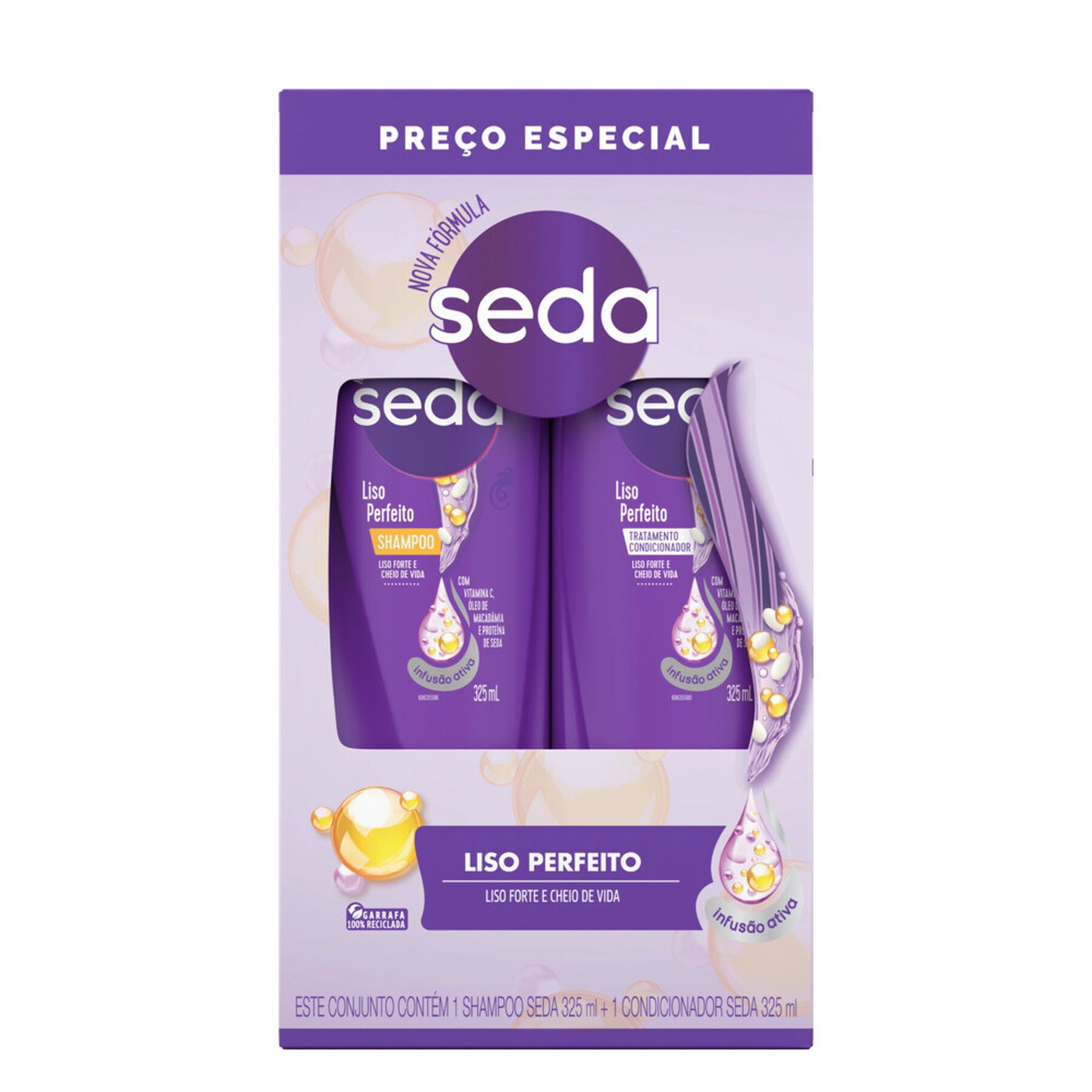Shampoo 325ml + Condicionador 325ml Liso Perfeito Seda Cocria&ccedil;&otilde;es