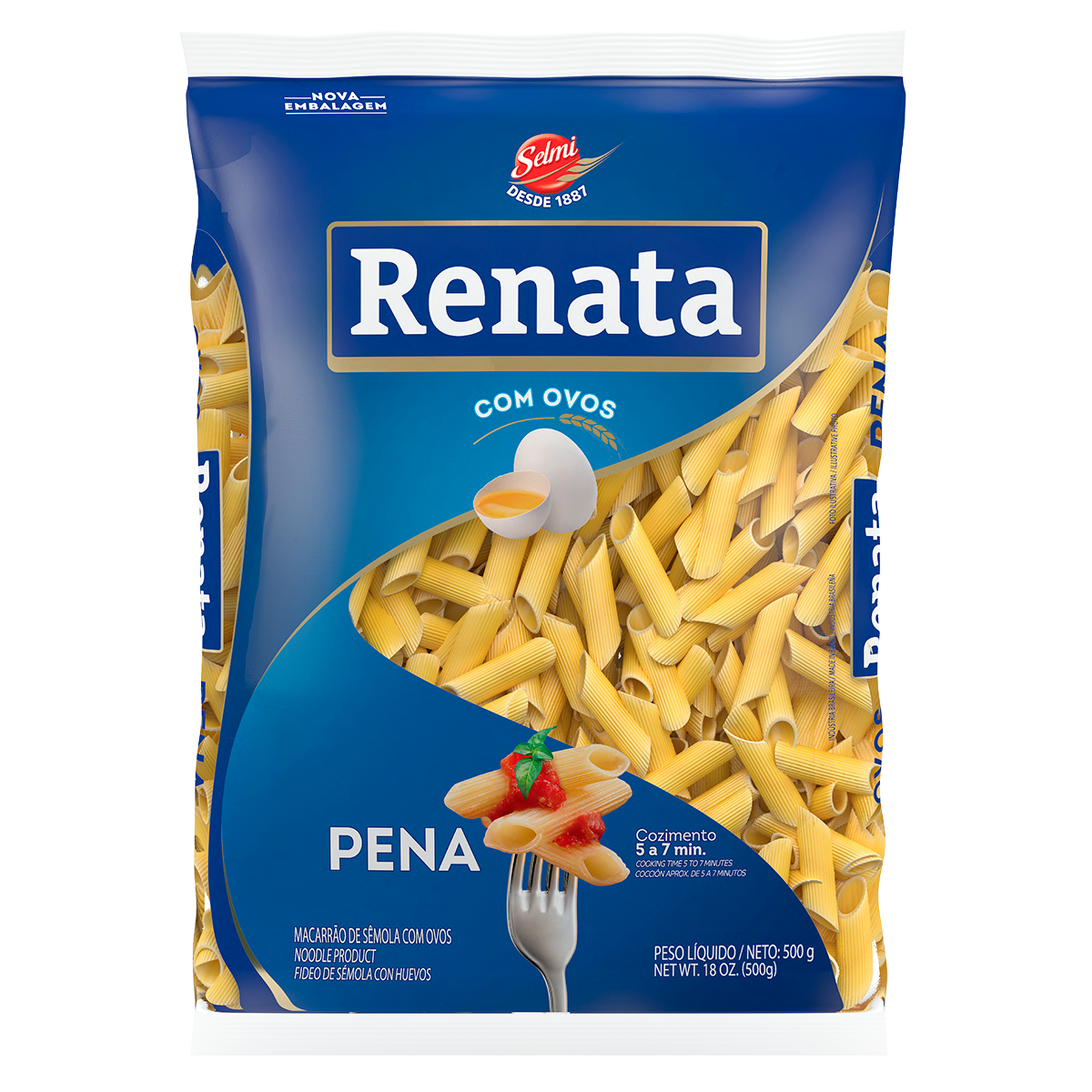 Macarrão de Sêmola com Ovos Pena Renata Pacote 500g