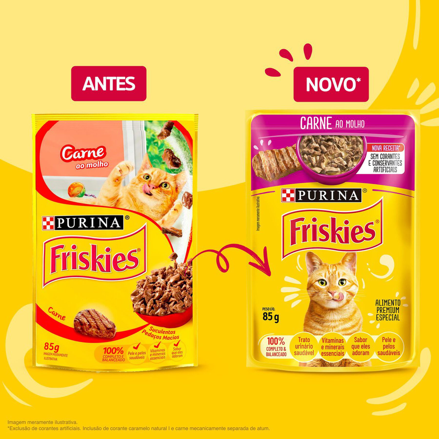 Alimento para Gatos Carne ao Molho Purina Friskies Sachê 85g