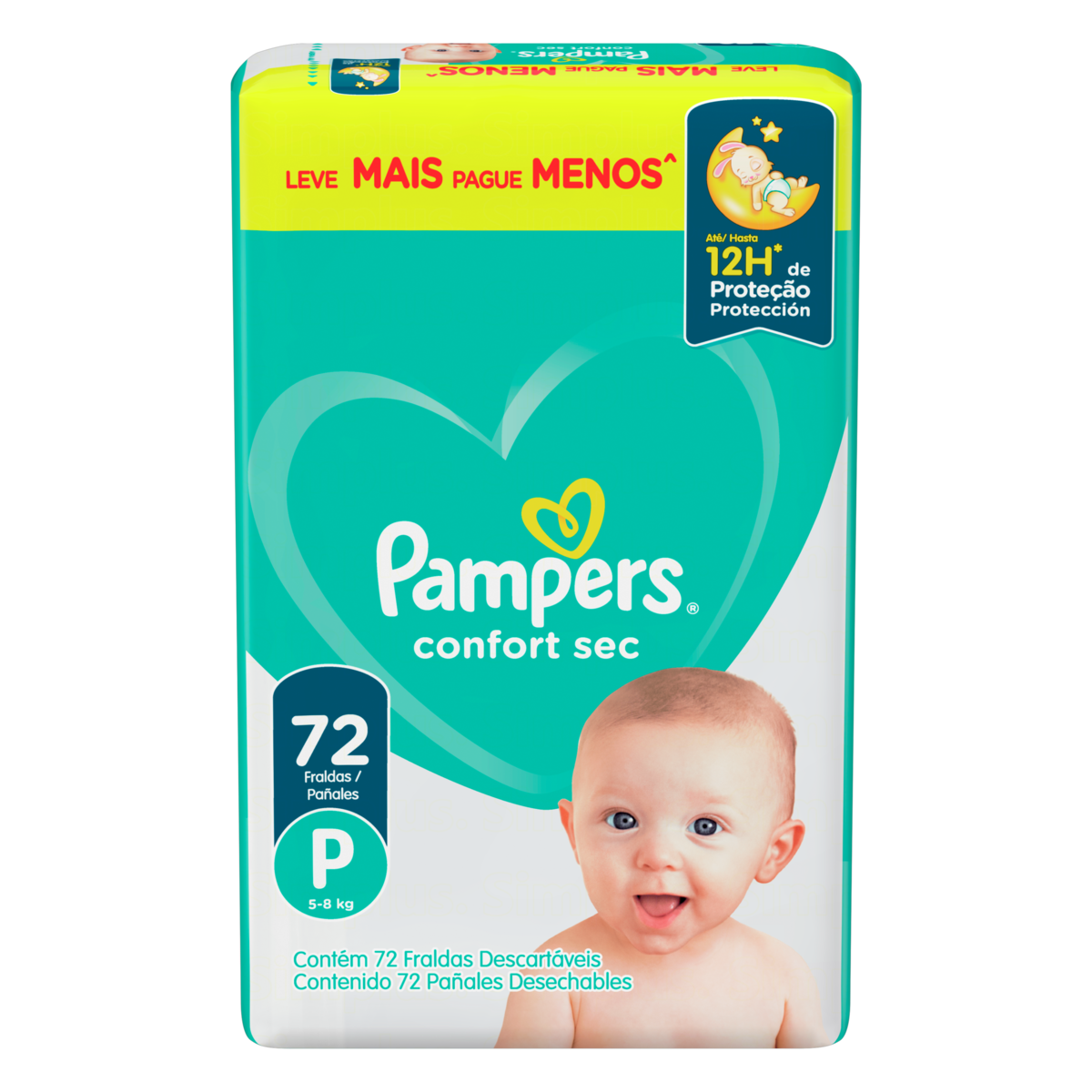 Fralda Descart&aacute;vel Infantil Confort Sec Pampers Tam. P Pacote C/72 Unidades
