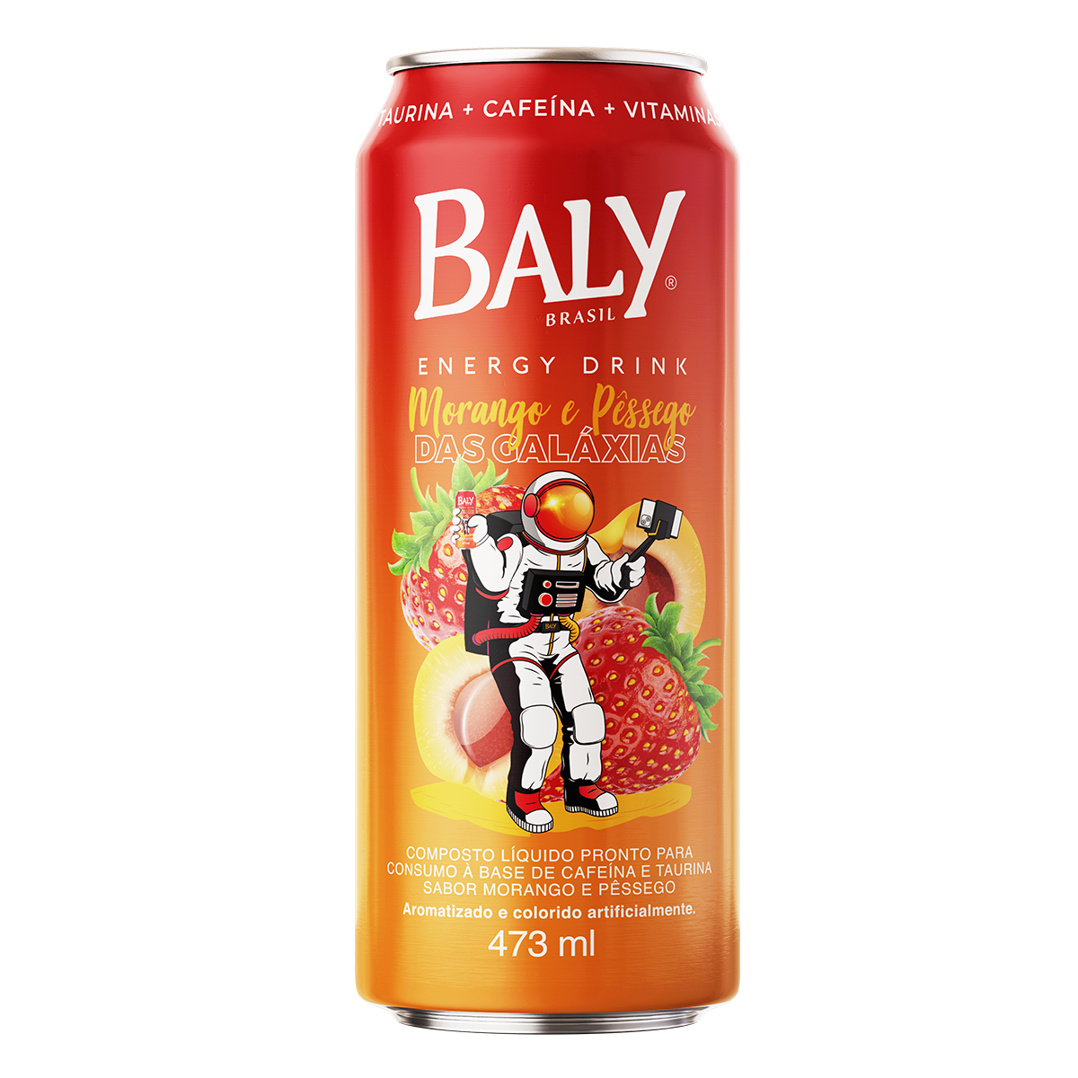 Energ&eacute;tico Morango e P&ecirc;ssego Baly Brasil Lata 473ml