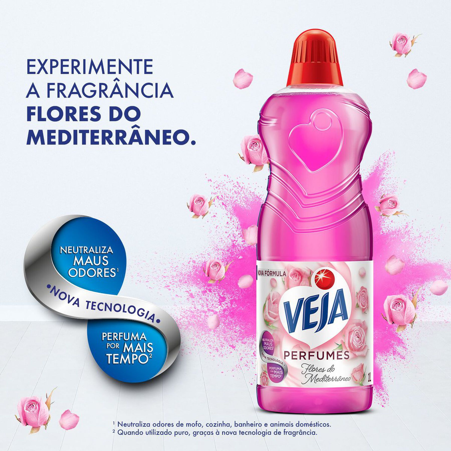 Limpador Perfumado Flores do Mediterr&acirc;neo Veja Perfumes Frasco 1l Leve Mais Pague Menos&nbsp;