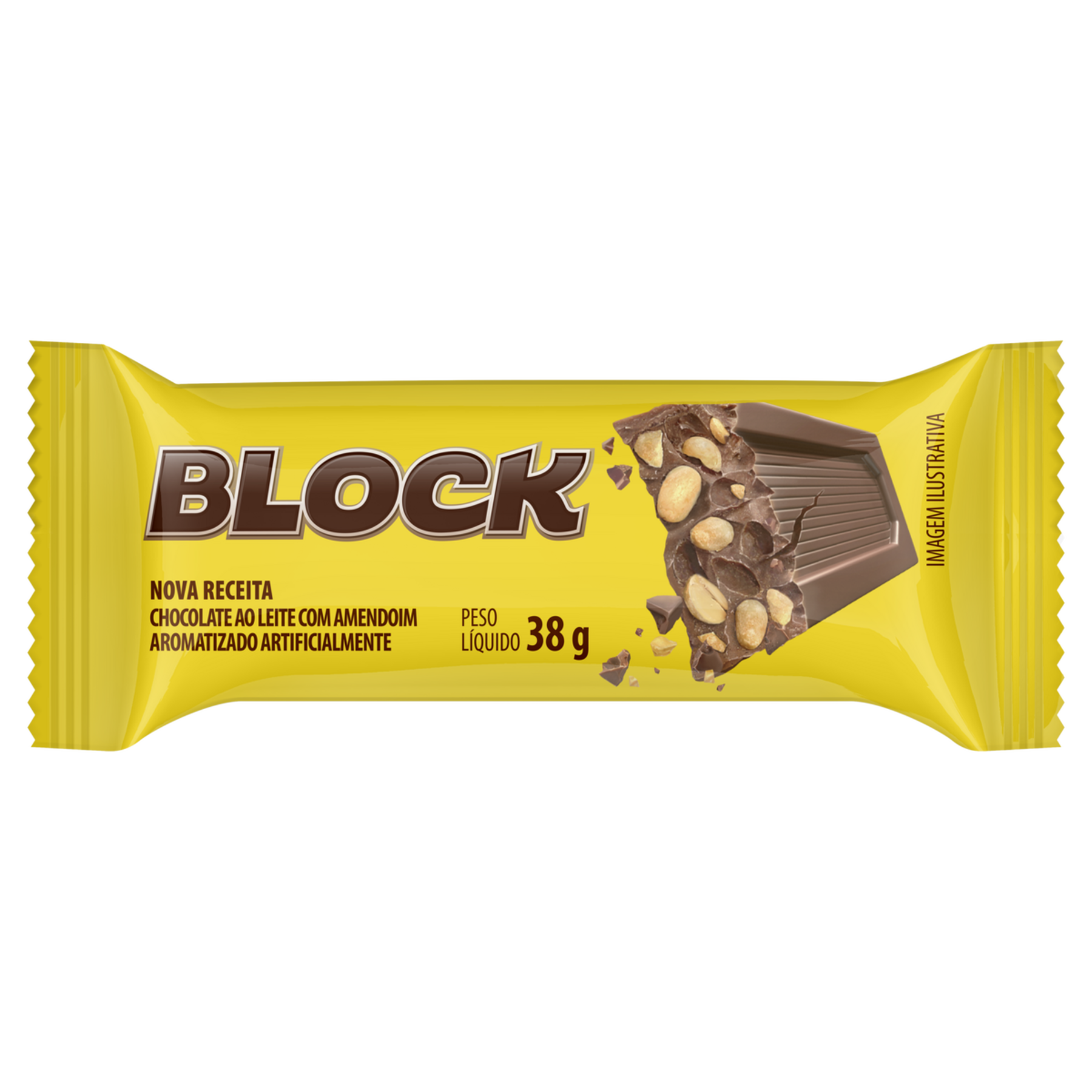 Chocolate ao Leite com Amendoim Block Pacote 38g