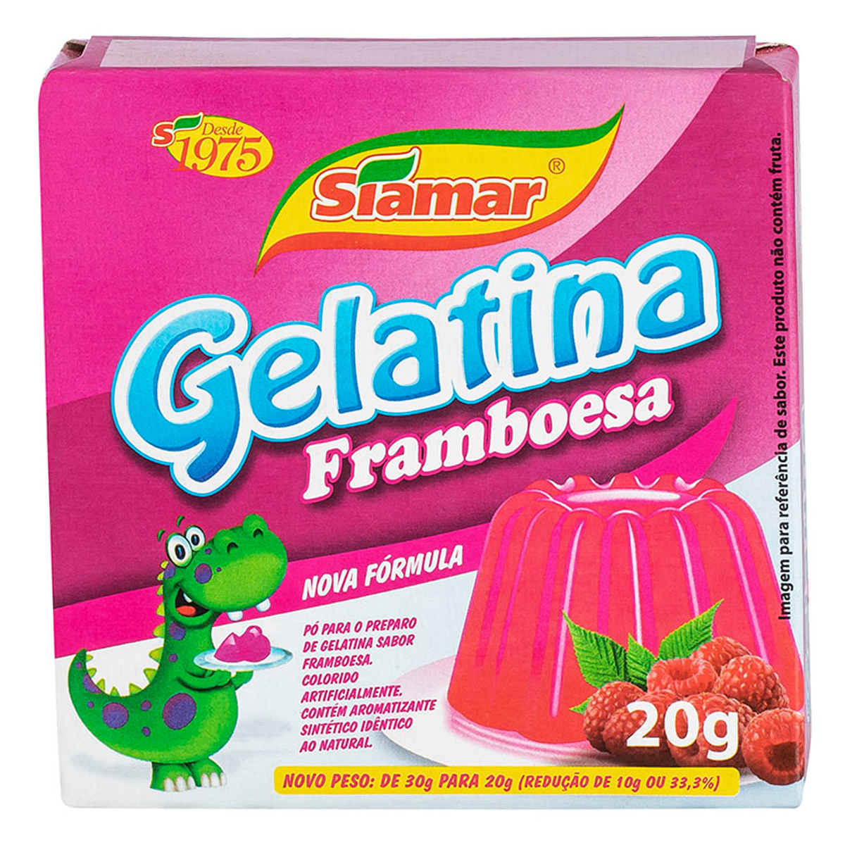 Gelatina em P&oacute; Framboesa Siamar Caixa 20g