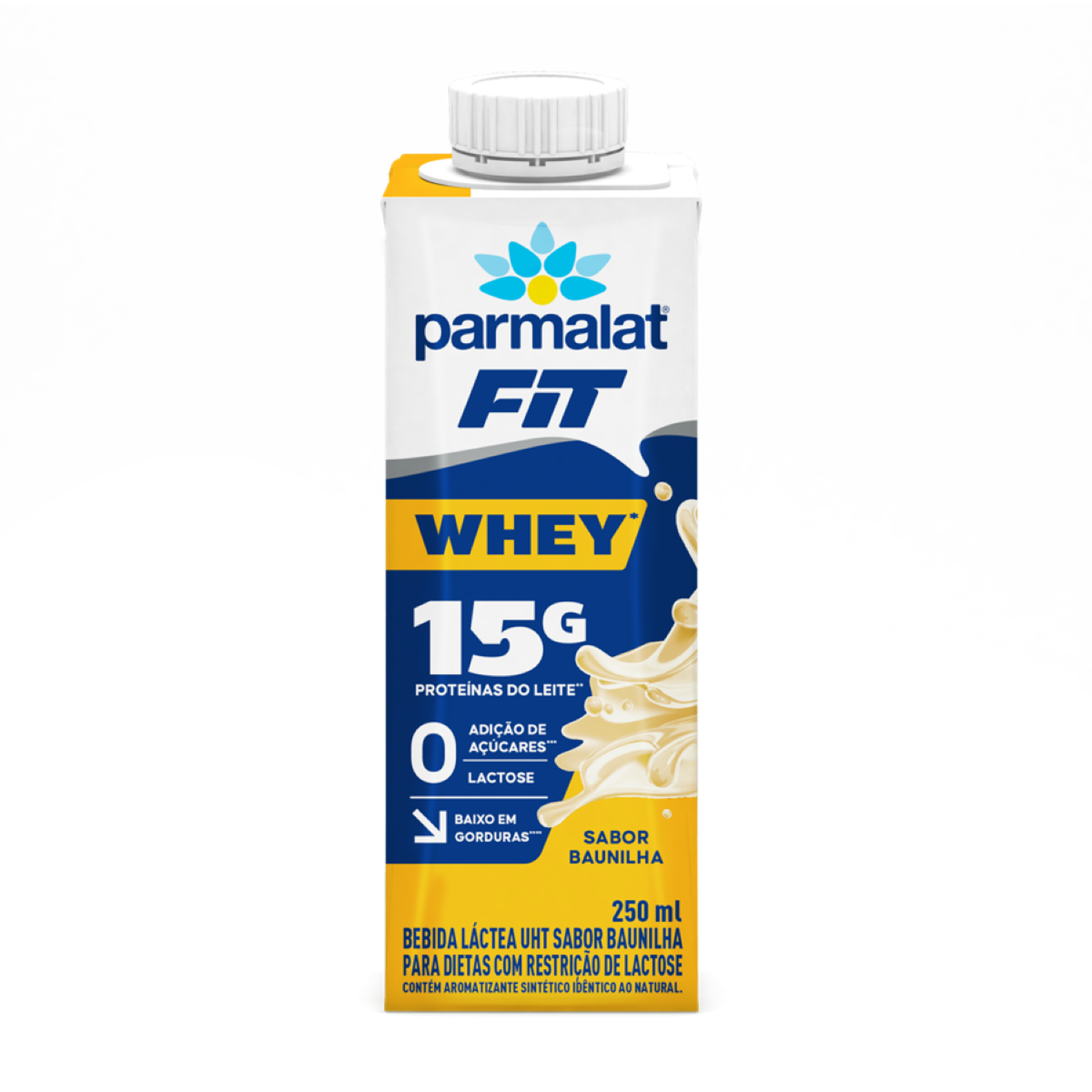 Bebida L&aacute;ctea UHT Baunilha Zero Lactose Parmalat WheyFit Caixa 250ml