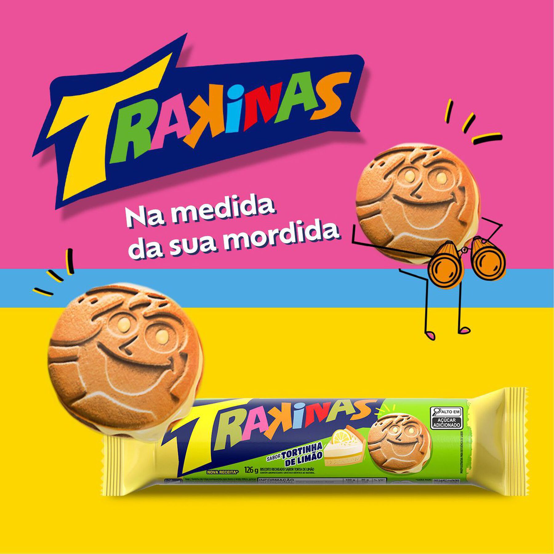 Biscoito Recheio Tortinha de Limão Trakinas Pacote 126g