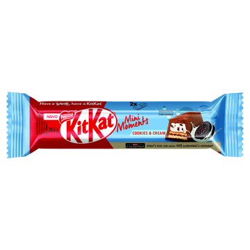 Chocolate Wafer Cookies e Cream Mini Moments KitKat Nestlé Pacote 34,6g