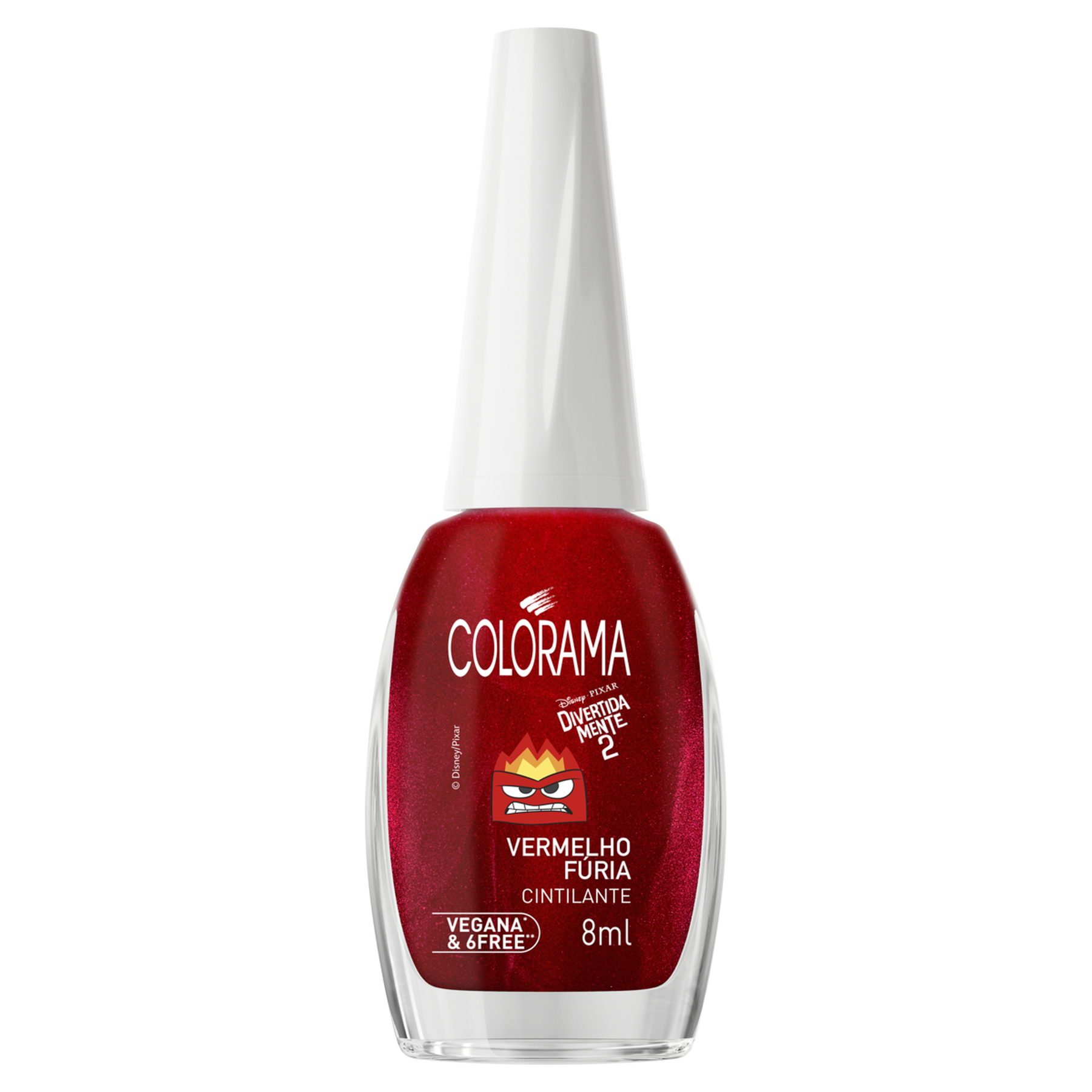Esmalte Cintilante Vermelho Fúria Divertida Mente Colorama 8ml