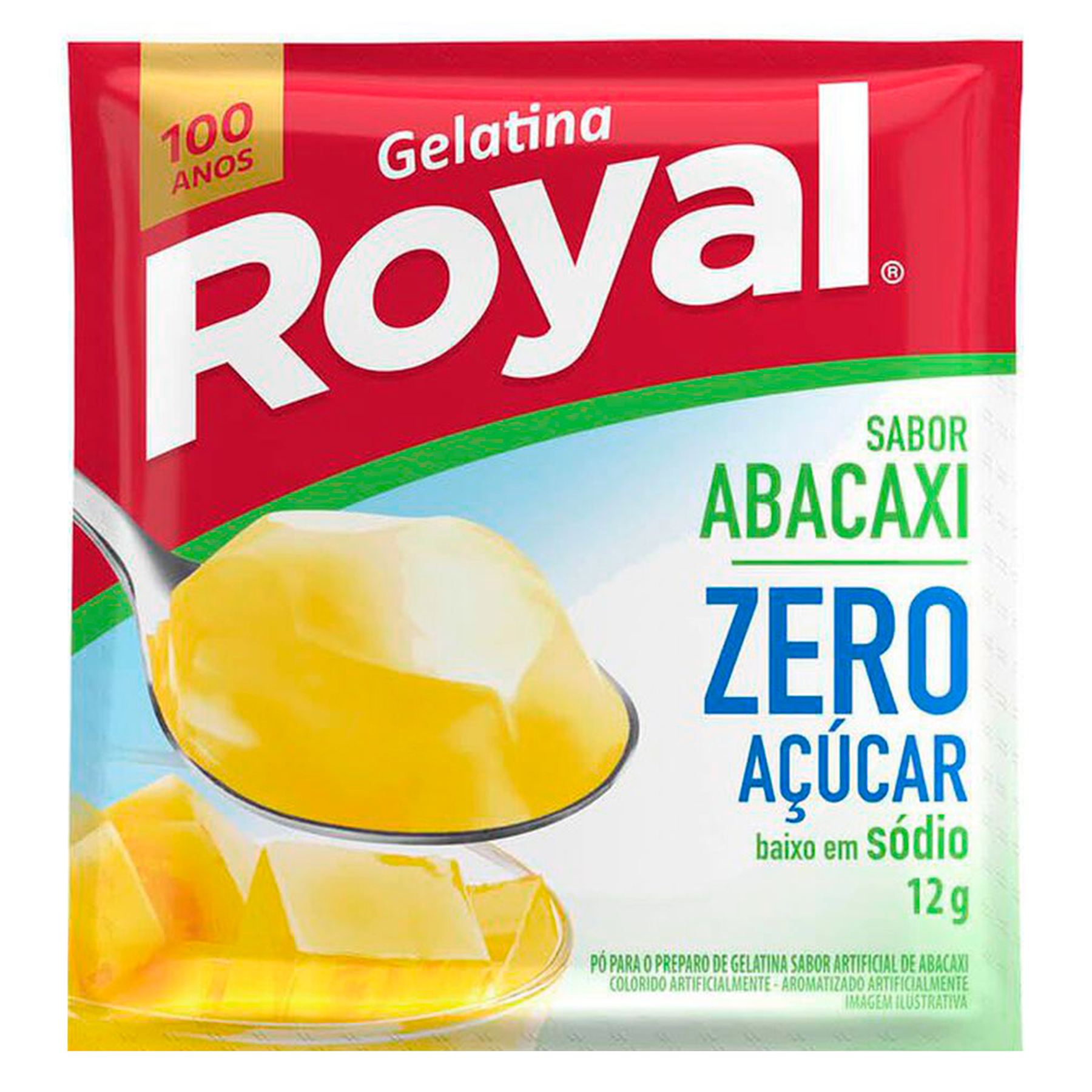 Gelatina em P&oacute; Abacaxi Zero A&ccedil;&uacute;car Royal Pacote 12g&nbsp;