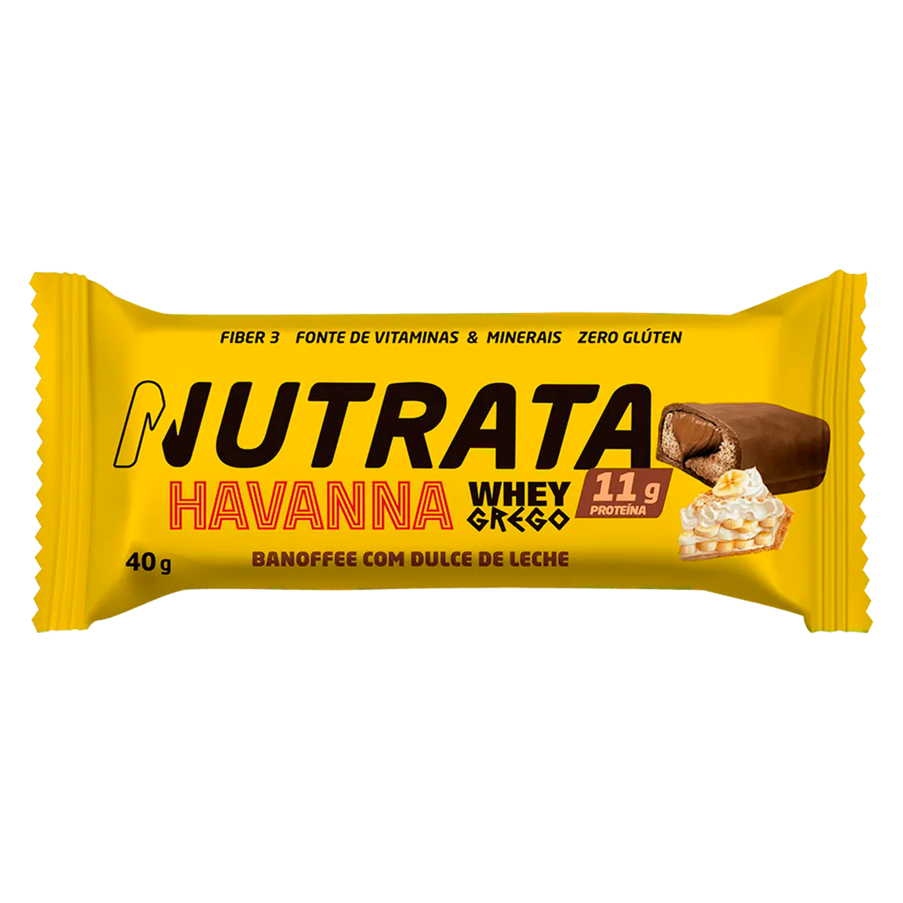 Barra Prote&iacute;na Banoffee com Doce de Leite Havanna Nutrata Whey Grego Pacote 40g