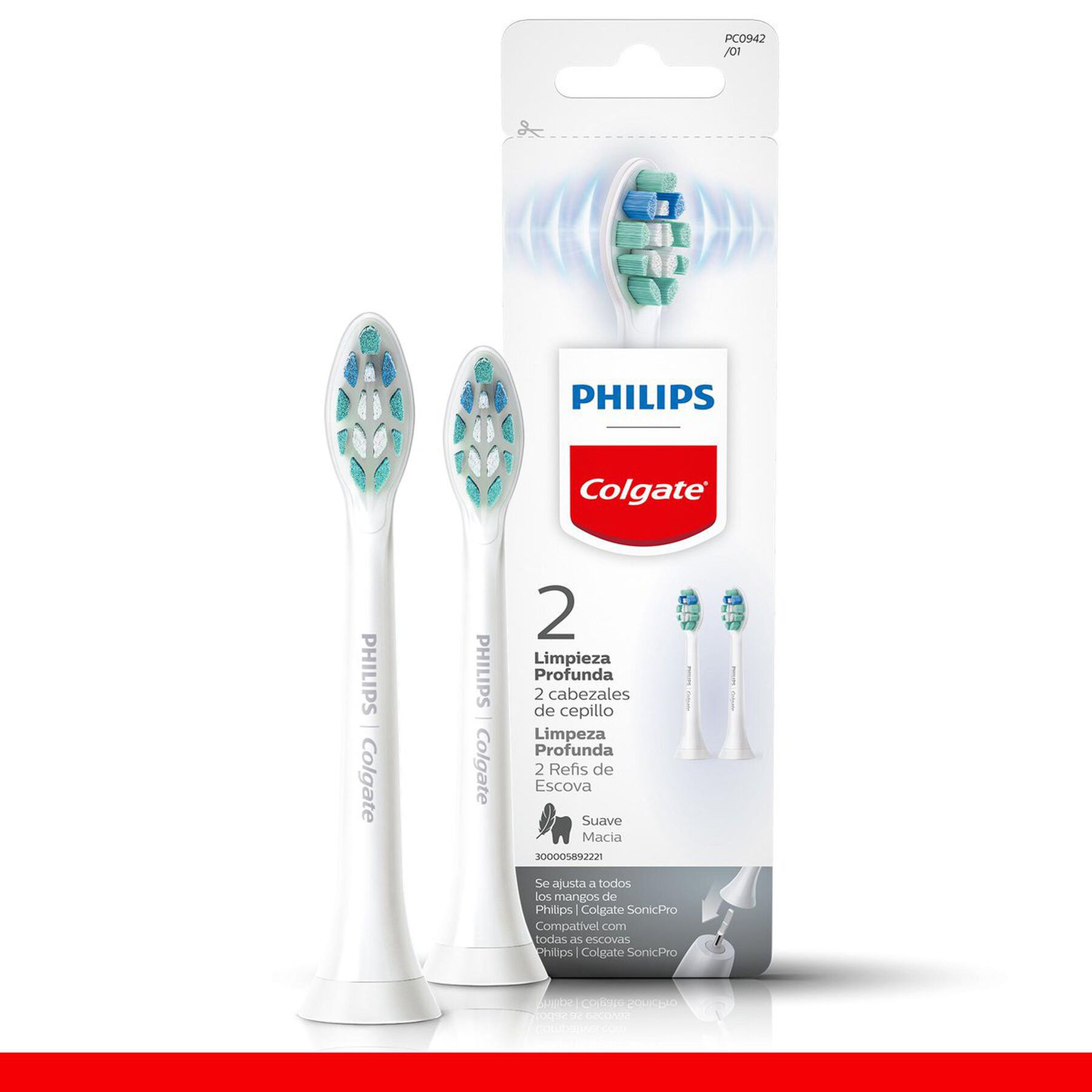 Refil Escova Dental Elétrica Limpeza Profunda Colgate + Philips C/2 Unidades