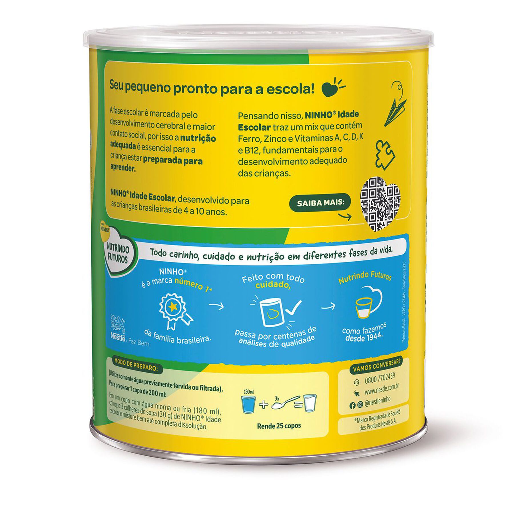 Leite em P&oacute; Semidesnatado Idade Escolar Ninho Nestl&eacute; Lata 750g