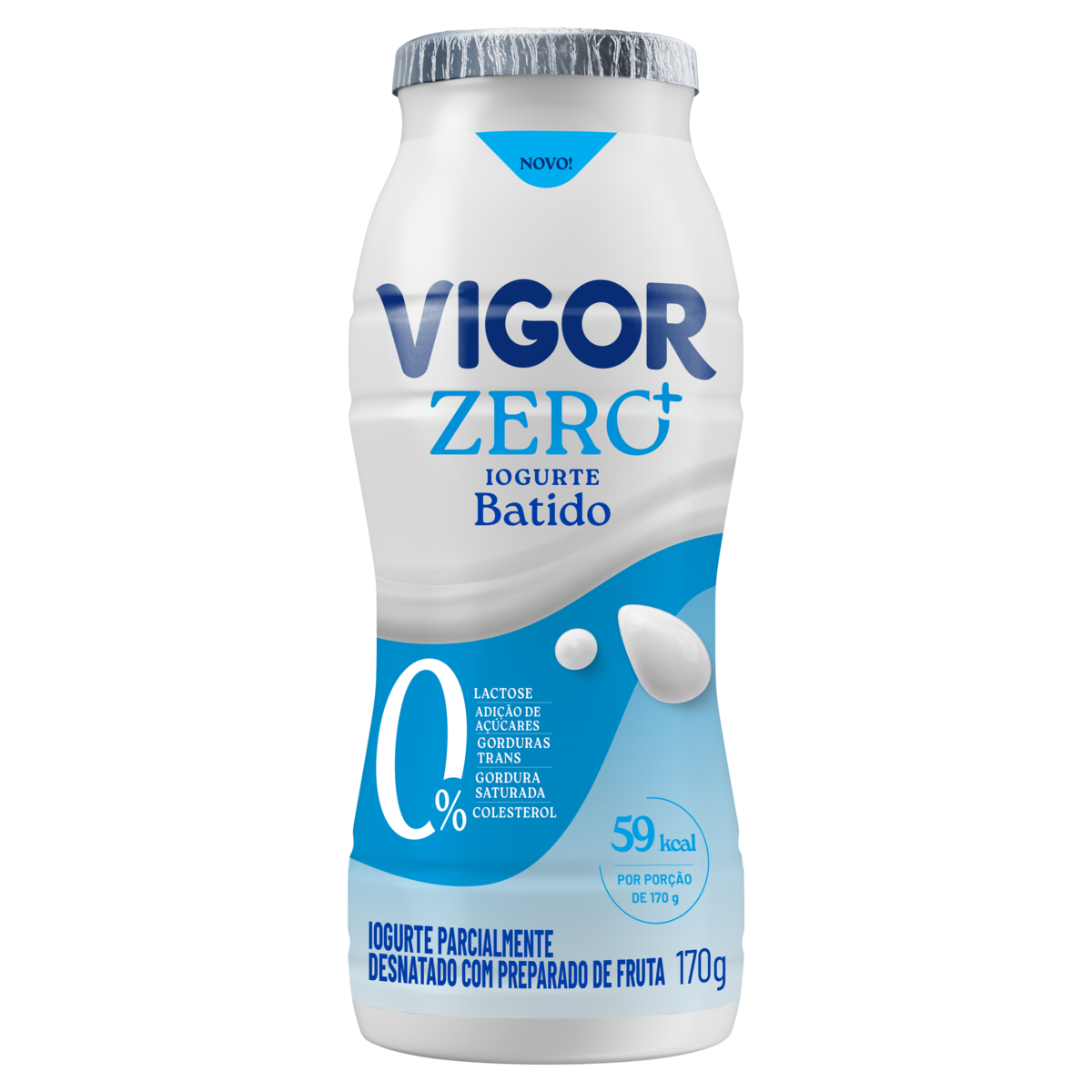 Iogurte Parcialmente Desnatado Batido Zero+ Vigor Frasco 170g