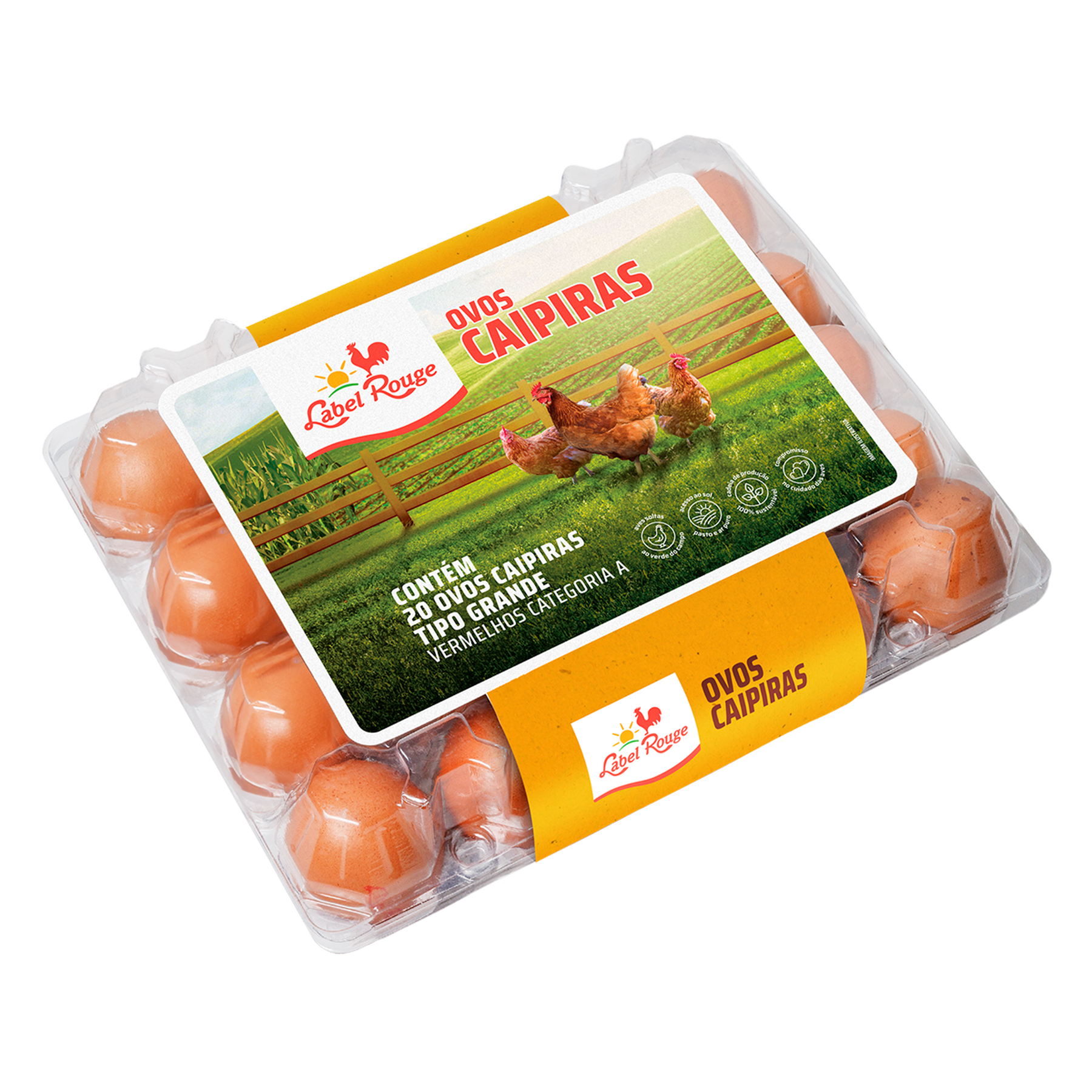 Ovos Caipiras Label Rouge C/20 Unidades