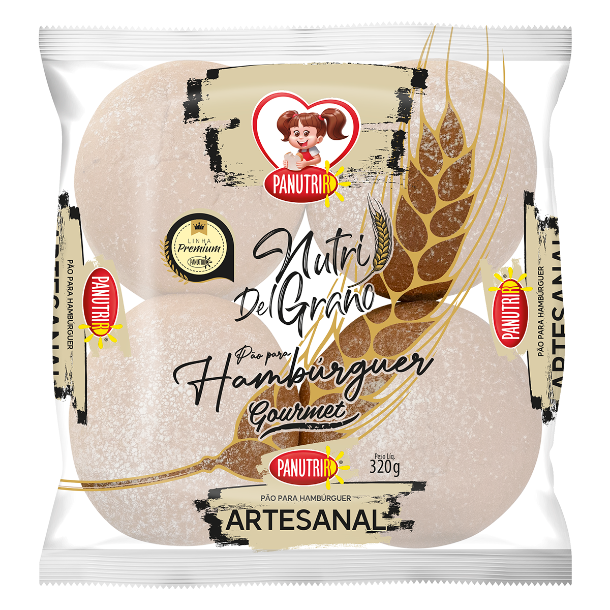 P&atilde;o para Hamb&uacute;rguer Artesanal Nutri Del Grano Panutrir Pacote 320g