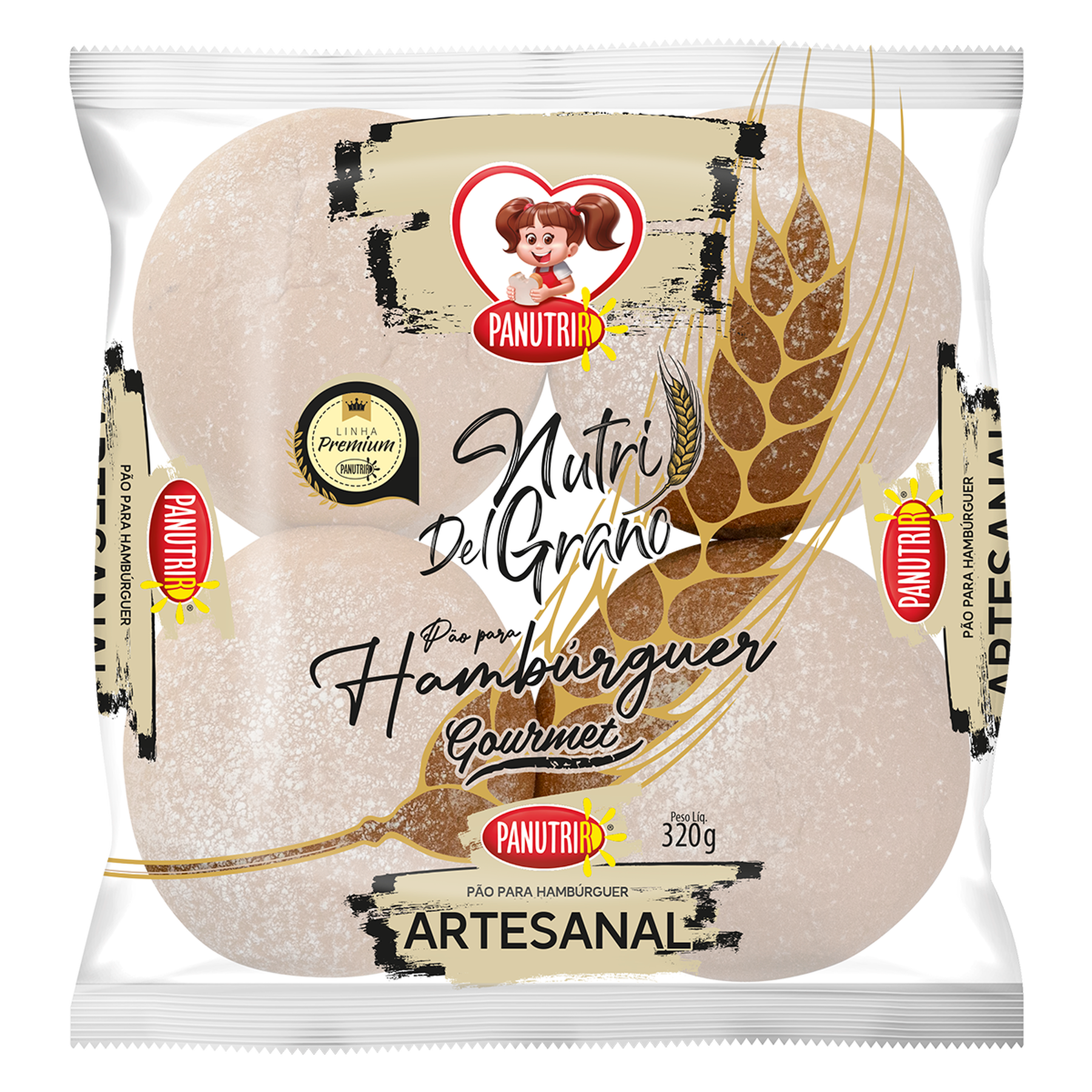 P&atilde;o para Hamb&uacute;rguer Artesanal Nutri Del Grano Panutrir Pacote 320g