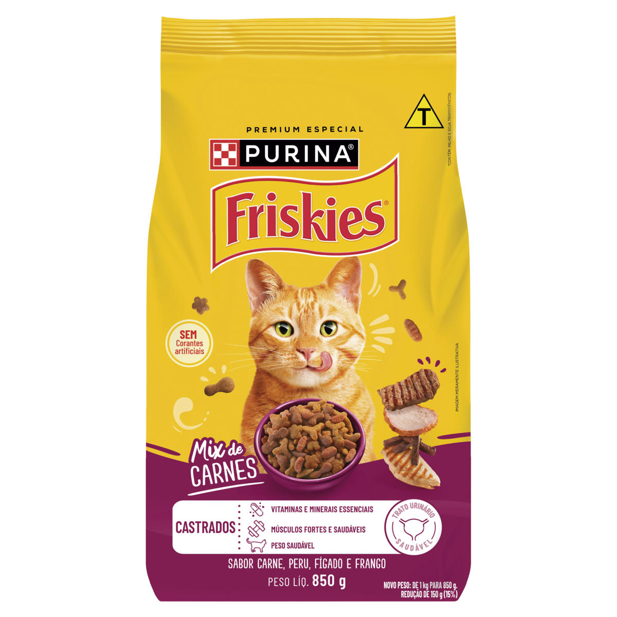 Alimento para Gatos Castrados Adultos Mix de Carnes Purina Friskies Pacote 850g