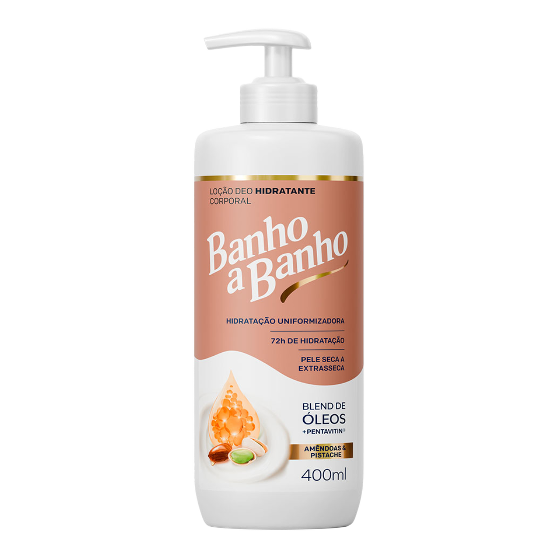 Lo&ccedil;&atilde;o Deo Hidratante Corporal Am&ecirc;ndoas e Pistache Banho a Banho Frasco 400ml Pump