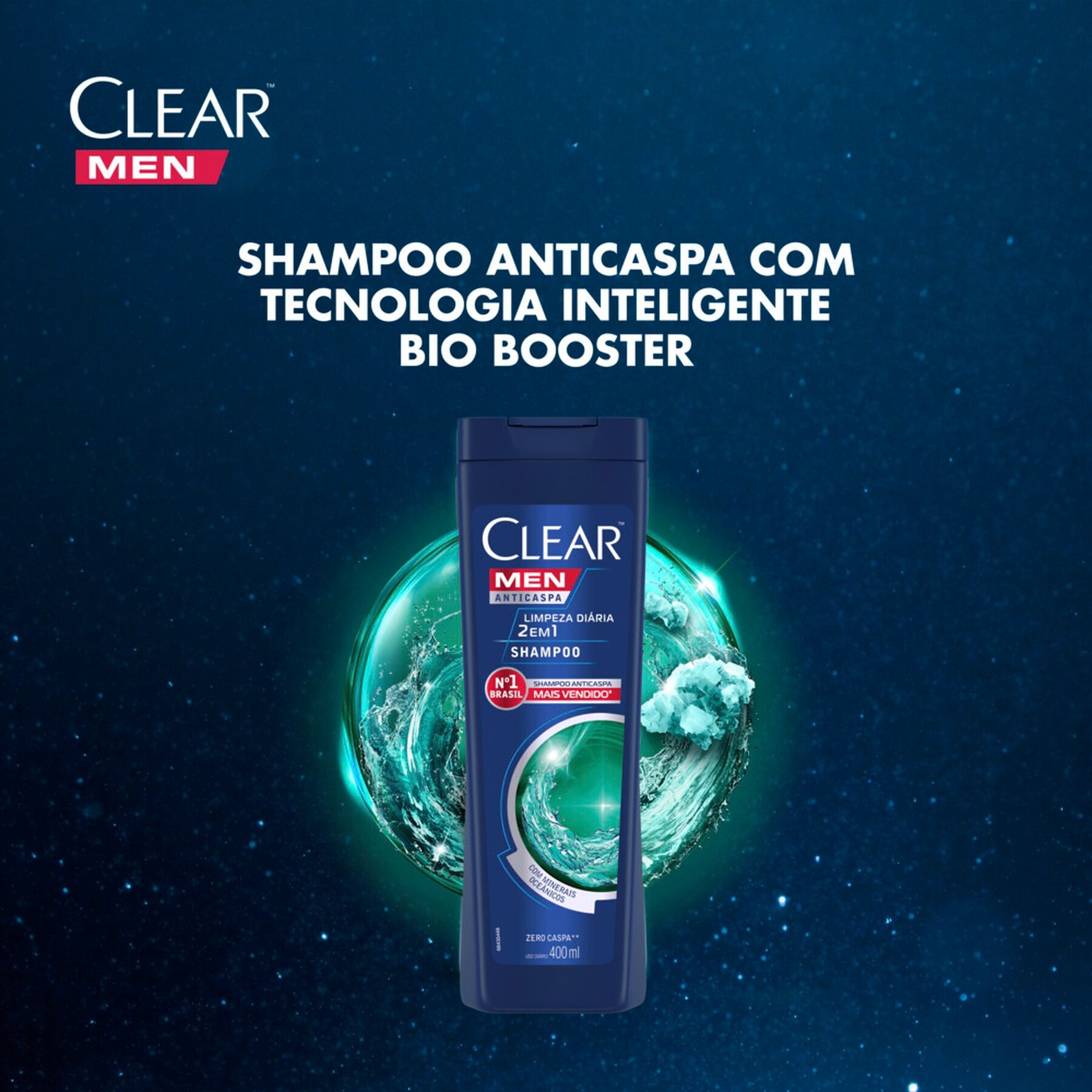 Shampoo 2 em 1 Anticaspa Clear Men Limpeza Diária Frasco 400ml