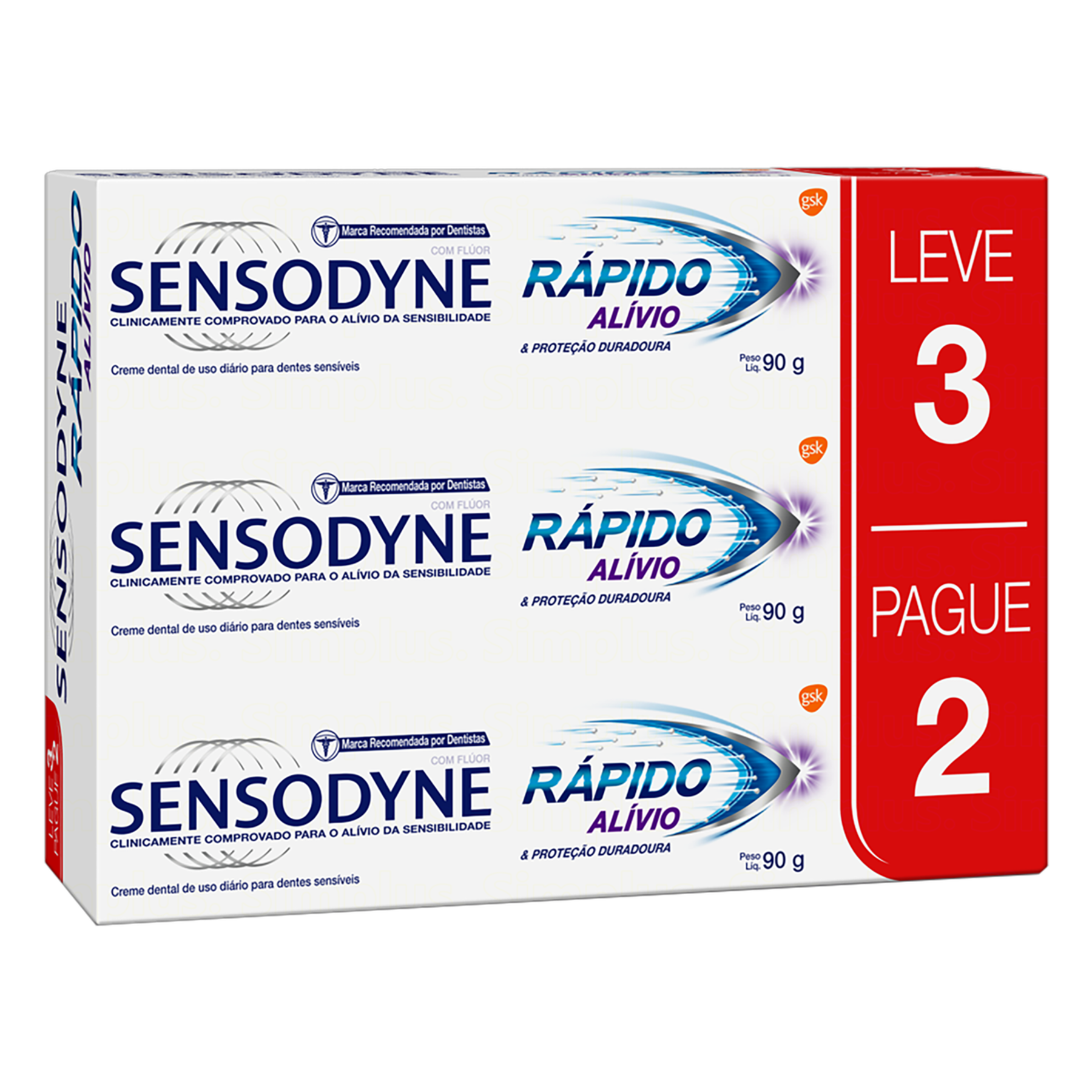 Creme Dental Rápido Alívio e Proteção Duradoura Sensodyne C/3 Unidades 90g Cada