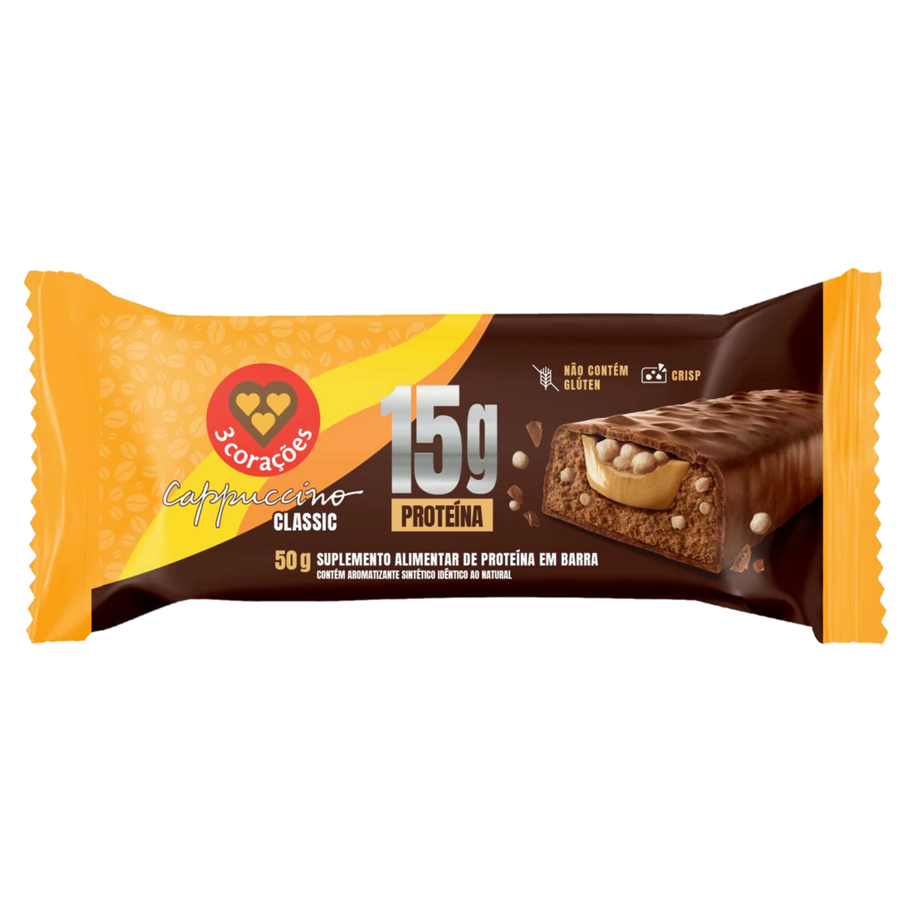 Barra Prote&iacute;na Cappuccino Classic 3 Cora&ccedil;&otilde;es Pacote 50g