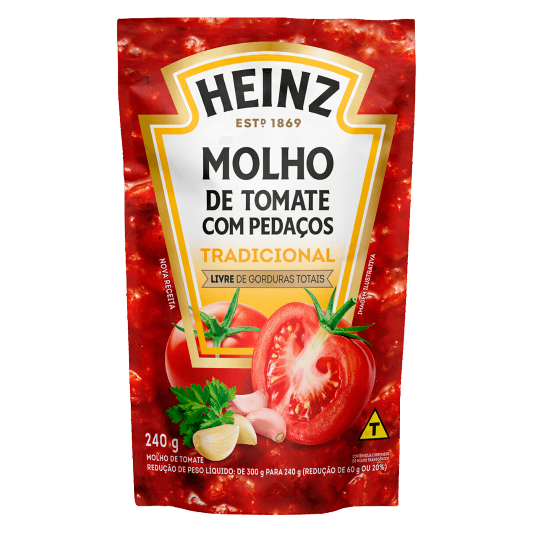 Molho de Tomate com Pedaços Tradicional Heinz Sachê 240g