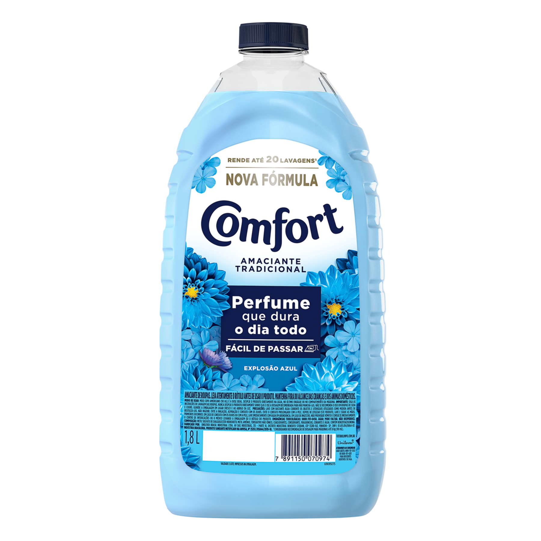 Amaciante de Roupa Explos&atilde;o Azul Comfort Frasco 1,8l
