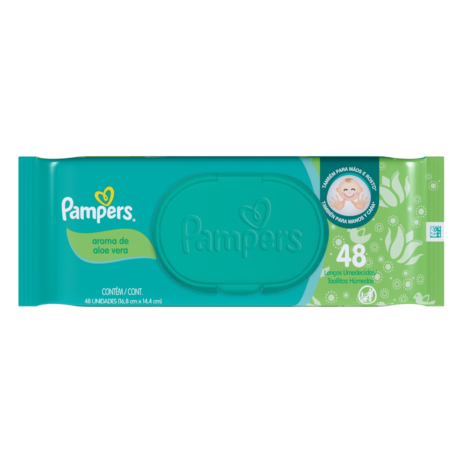 Len&ccedil;o Umedecido Infantil Aloe Vera Pampers Pacote 48 Folhas