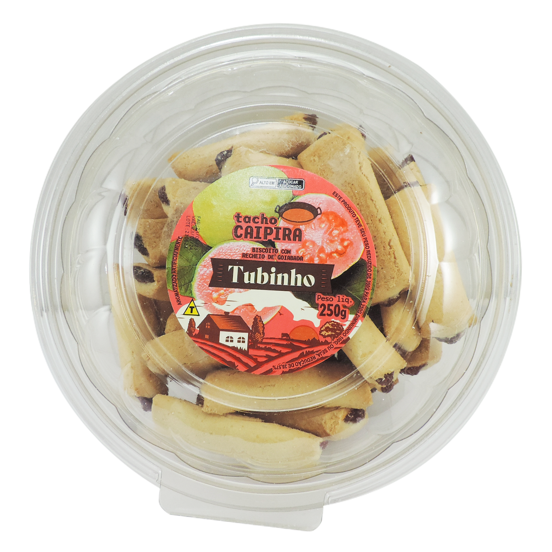 Biscoito Tubinho Recheado com Goiabada Tacho Caipira Minnas Pote 250g