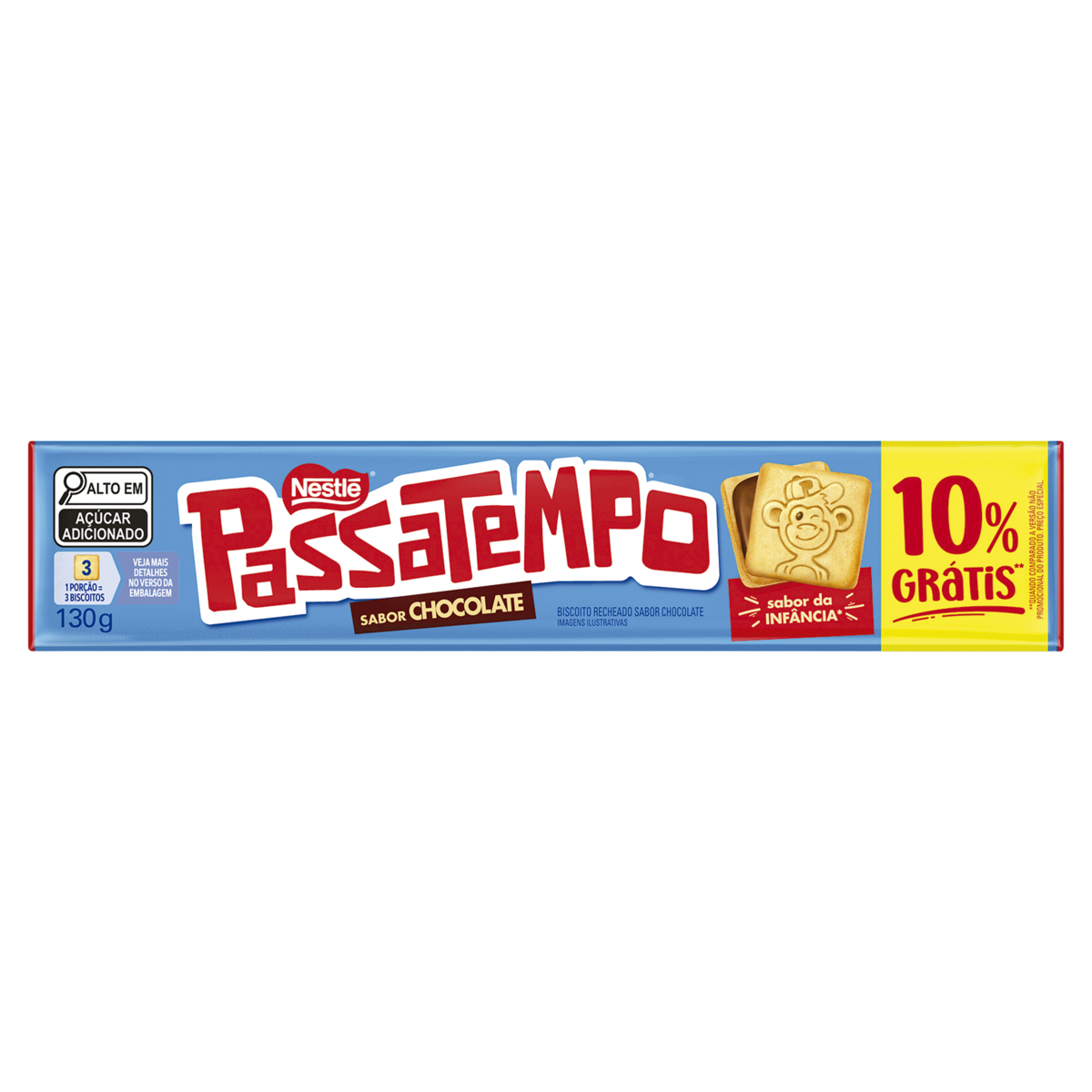 Biscoito Recheio Chocolate Passatempo Pacote 130g - Embalagem Gr&aacute;tis 10%