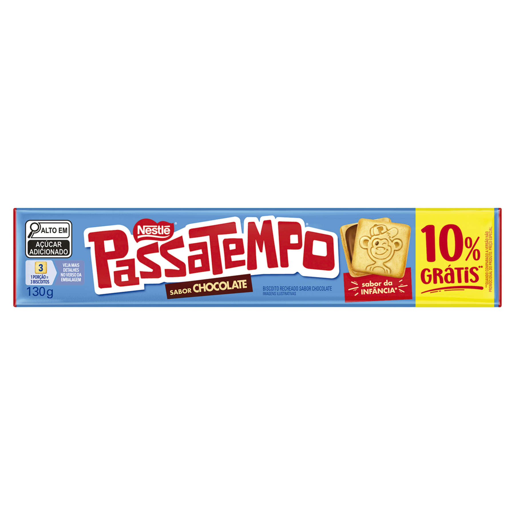 Biscoito Recheio Chocolate Passatempo Pacote 130g - Embalagem Gr&aacute;tis 10%
