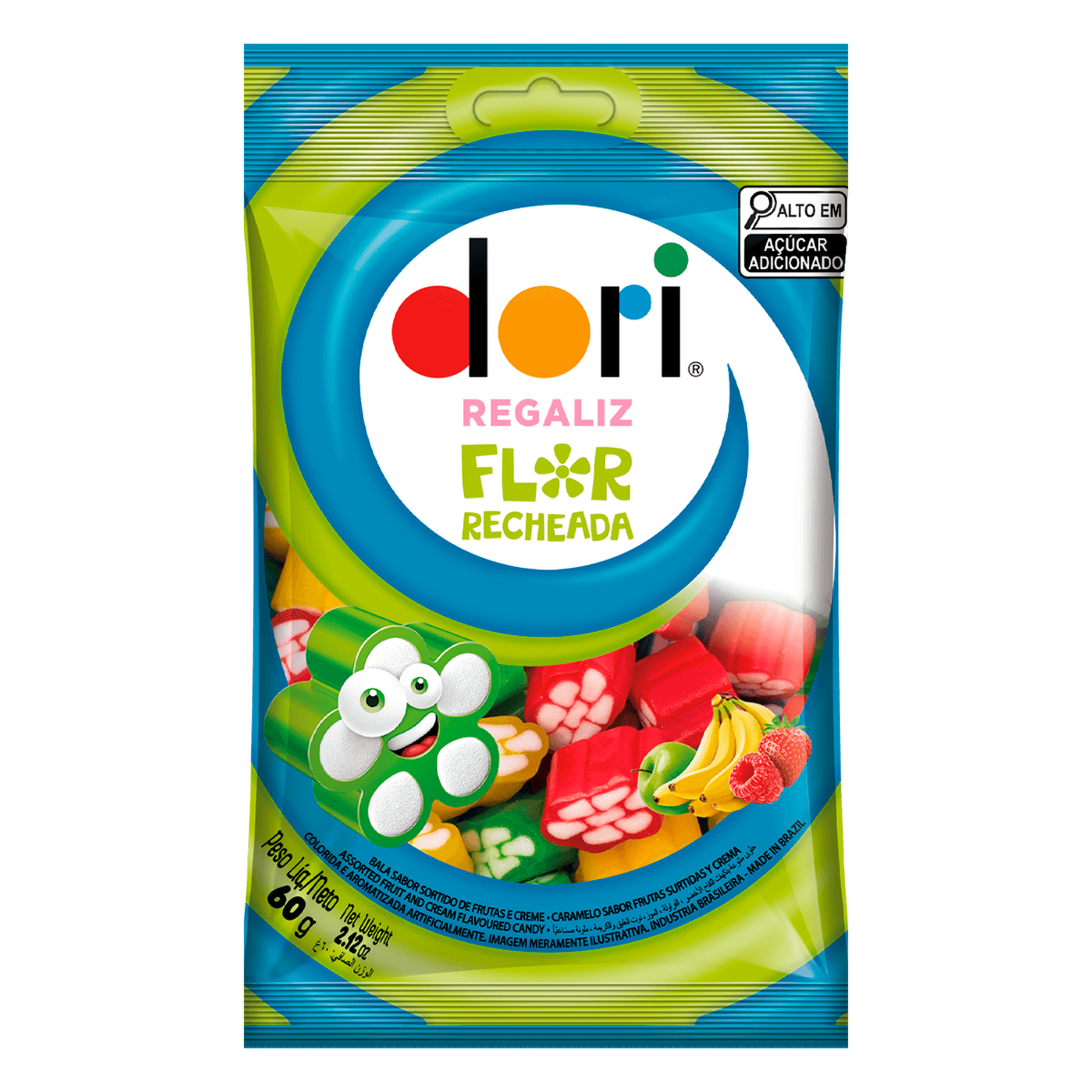 Bala Regaliz Flor Recheada Dori Pacote 60g