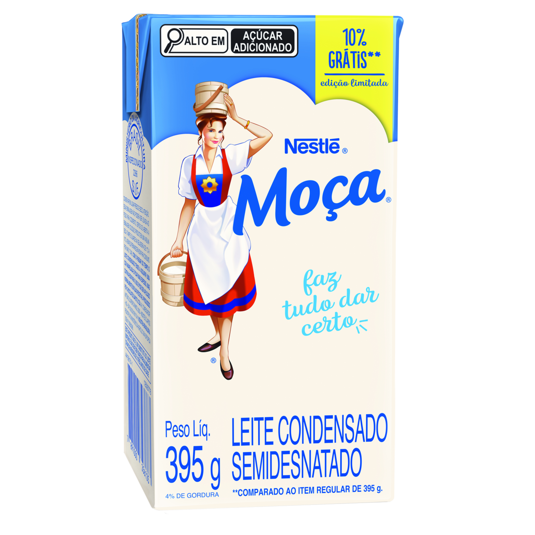 Leite Condensado Semi Desnatado Mo&ccedil;a Caixinha 395g - 10% Gr&aacute;tis&nbsp;