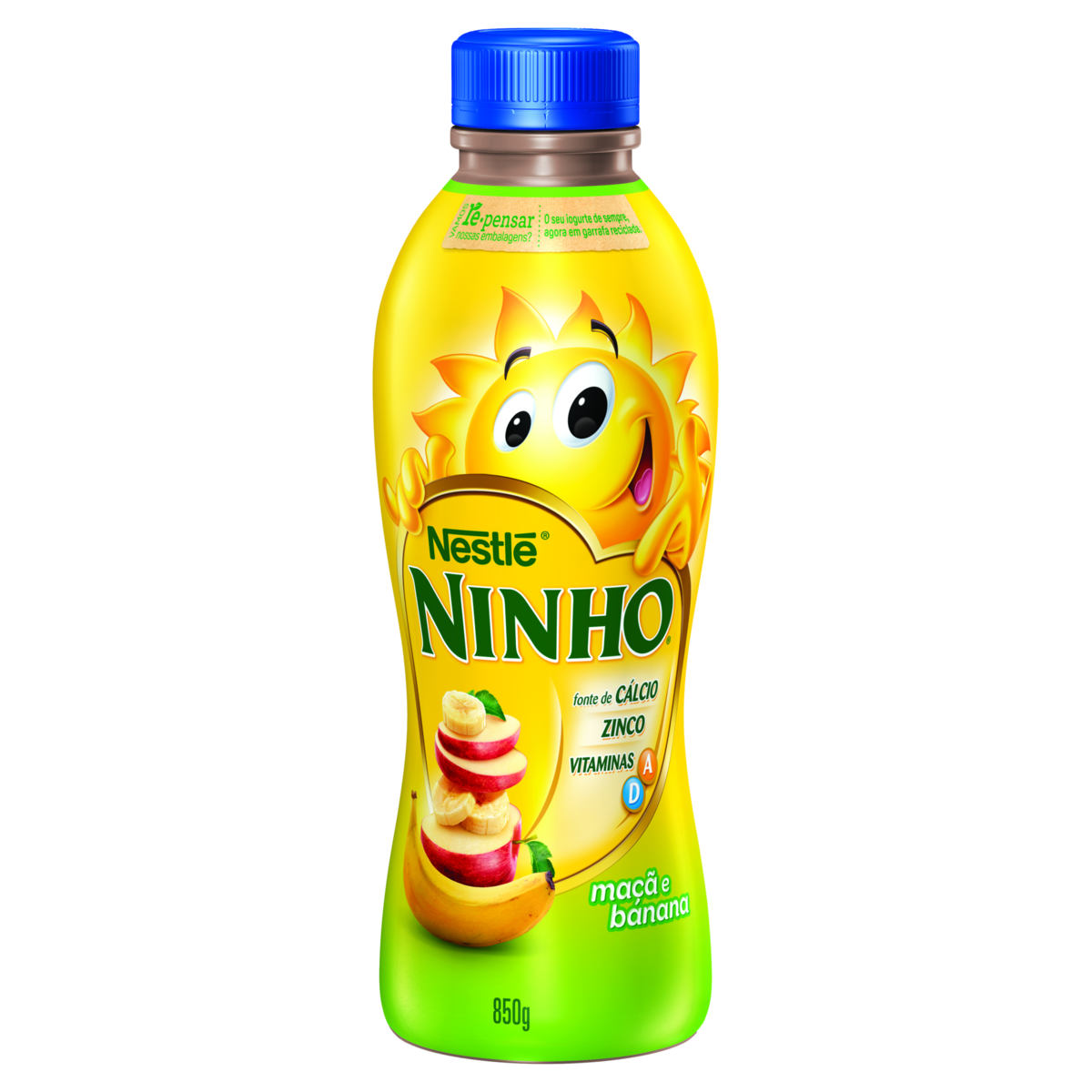 Iogurte Parcialmente Desnatado Ma&ccedil;&atilde; e Banana Ninho Nestl&eacute; Garrafa 850g
