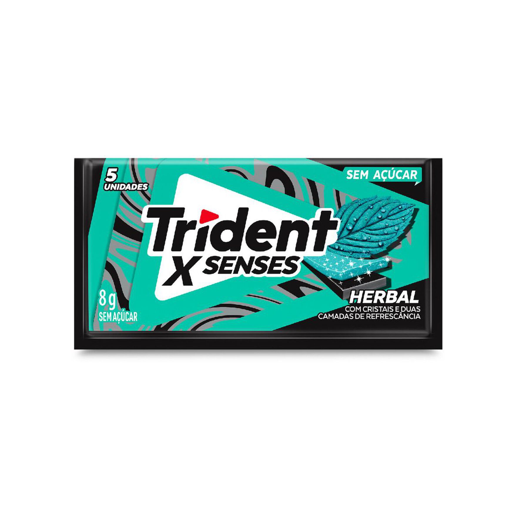 Chiclete Trident XSenses Herbal Sem Açúcar 8g - Embalagem com 5 unid.