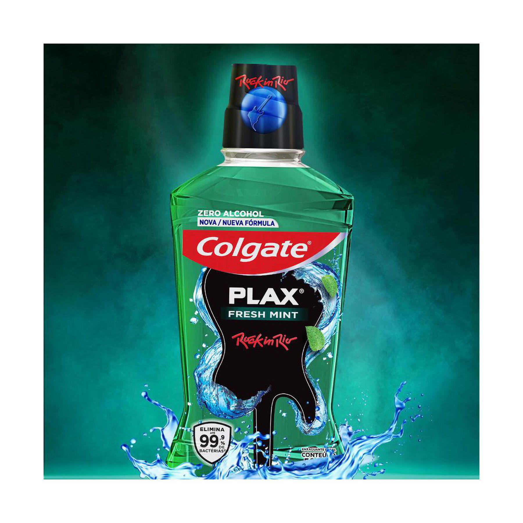 Enxaguante Bucal Antiss&eacute;ptico Zero &Aacute;lcool Fresh Mint Plax Colgate Frasco 750ml - Embalagem Leve 750ml Pague 500ml&nbsp;