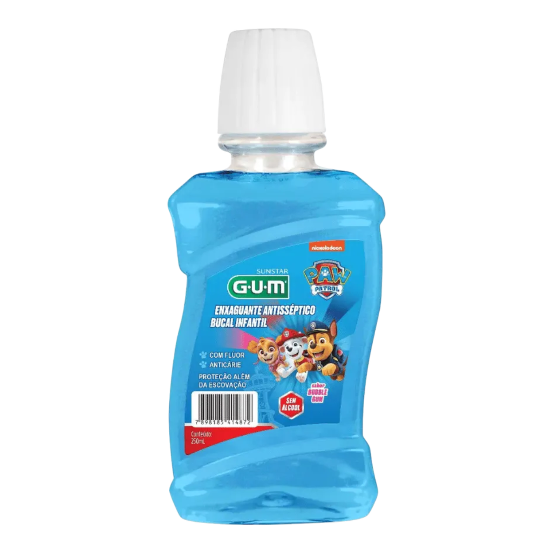 Enxaguante Bucal Infantil Antiss&eacute;ptico Zero &Aacute;lcool Bubble Paw Patrol GUM Frasco 250ml