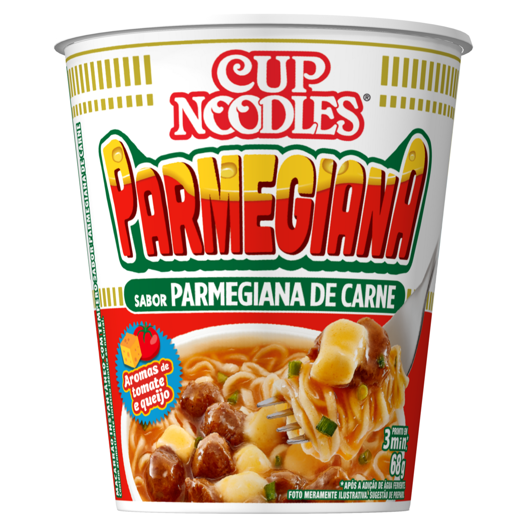 Macarr&atilde;o Instant&acirc;neo Parmegiana de Carne Cup Noodles Copo 68g&nbsp;