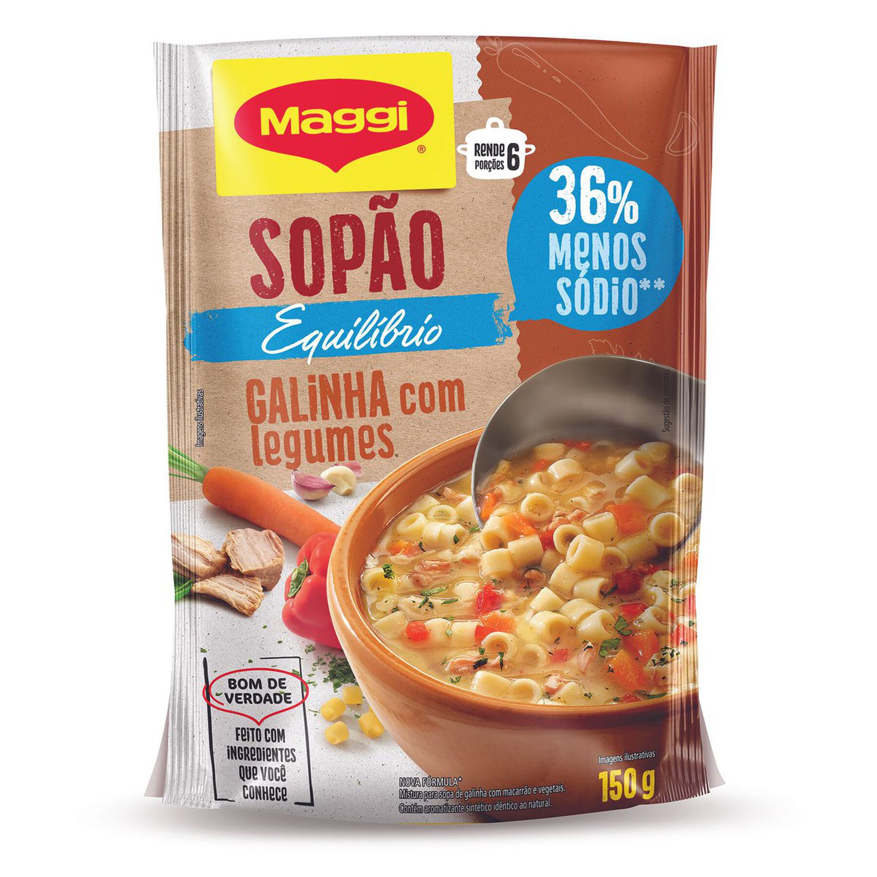 Sop&atilde;o Galinha com Legumes Maggi Equilibrium Sach&ecirc; 150g&nbsp;