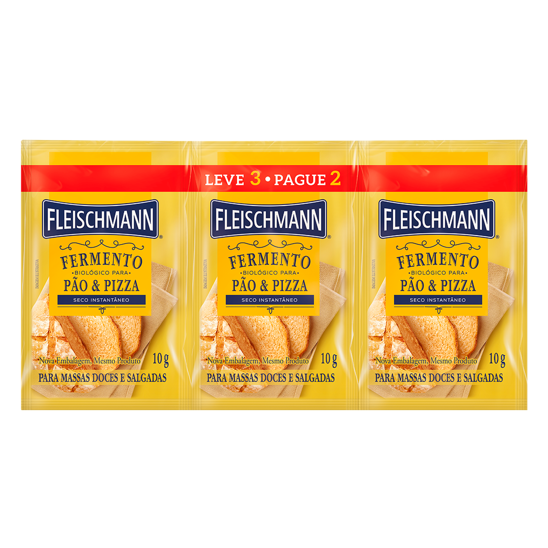 Fermento Biol&oacute;gico Fleischmann Envelope 3 Unidades